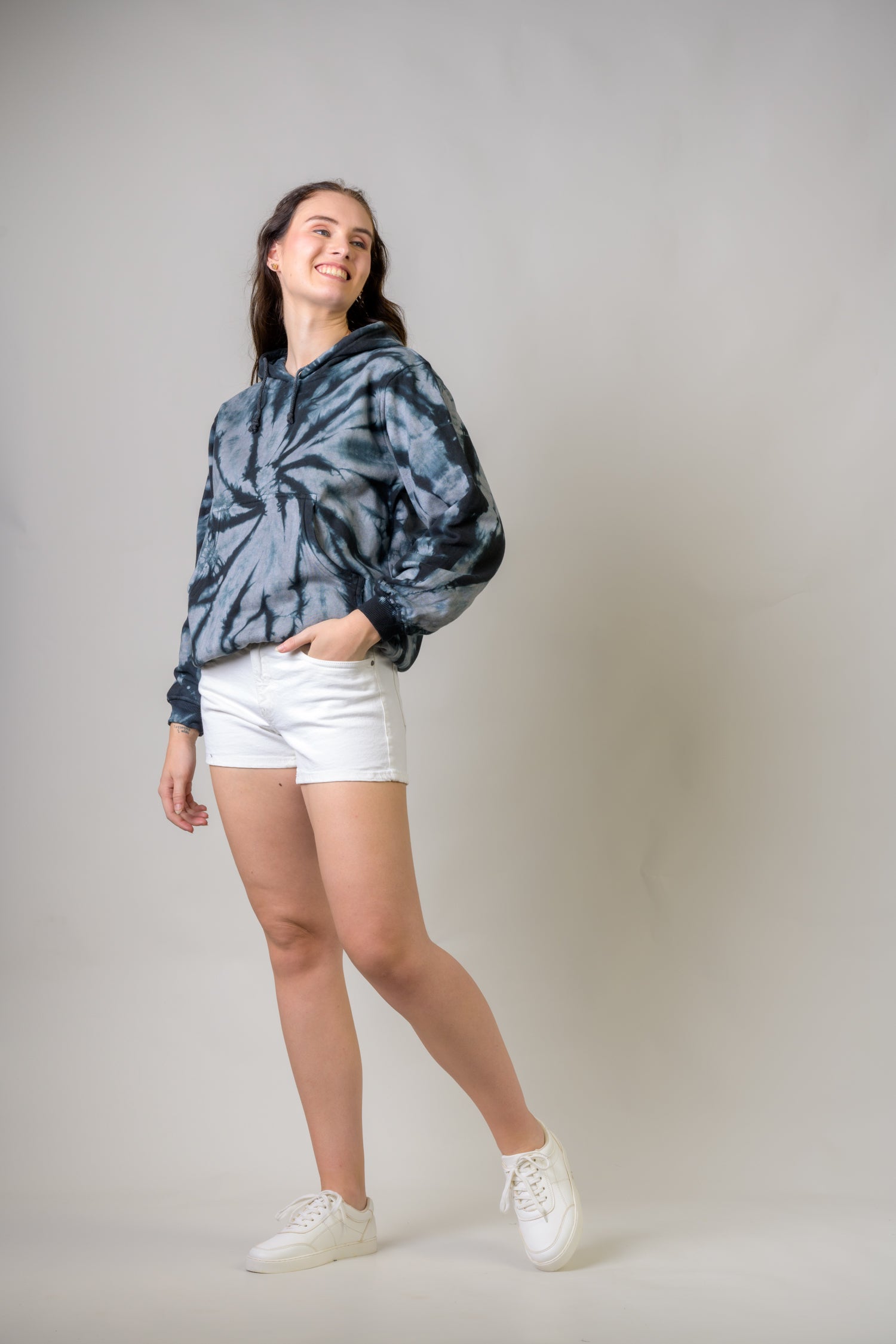 Trippy Cotton Tie-Dye Hoodie - Black