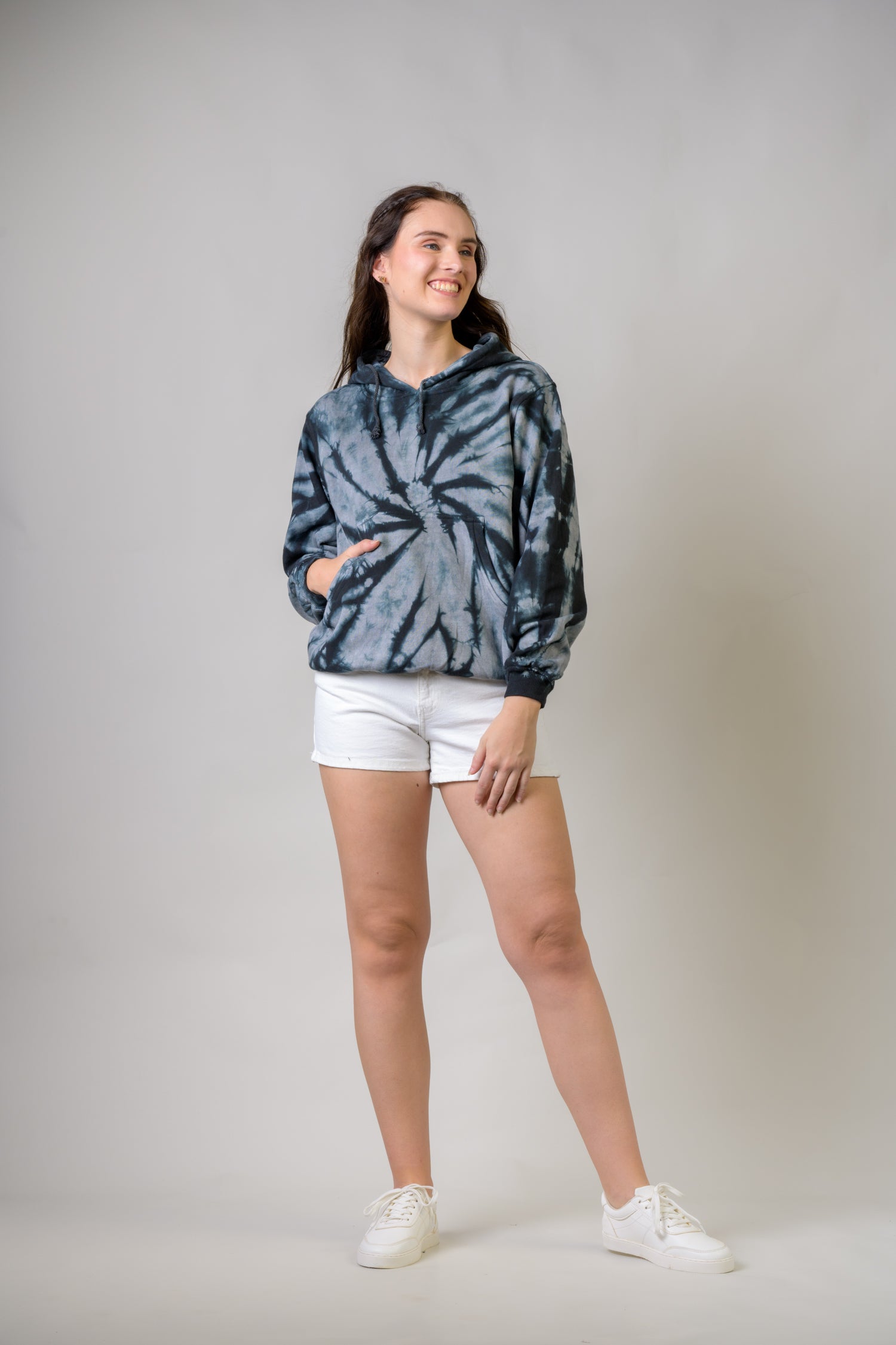 Trippy Cotton Tie-Dye Hoodie - Black