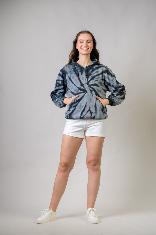 Trippy Cotton Tie-Dye Hoodie - Black