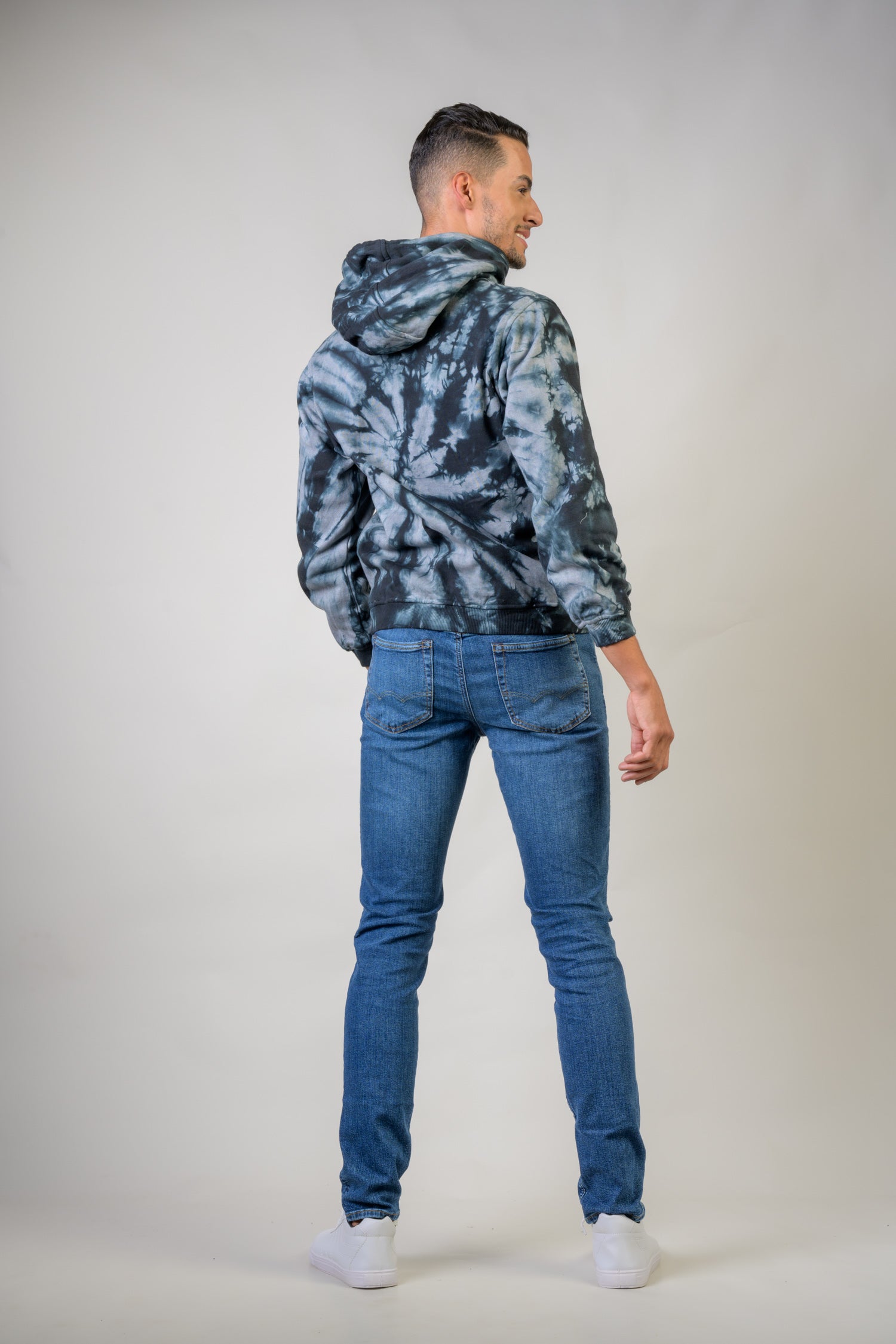 Trippy Cotton Tie-Dye Hoodie - Black