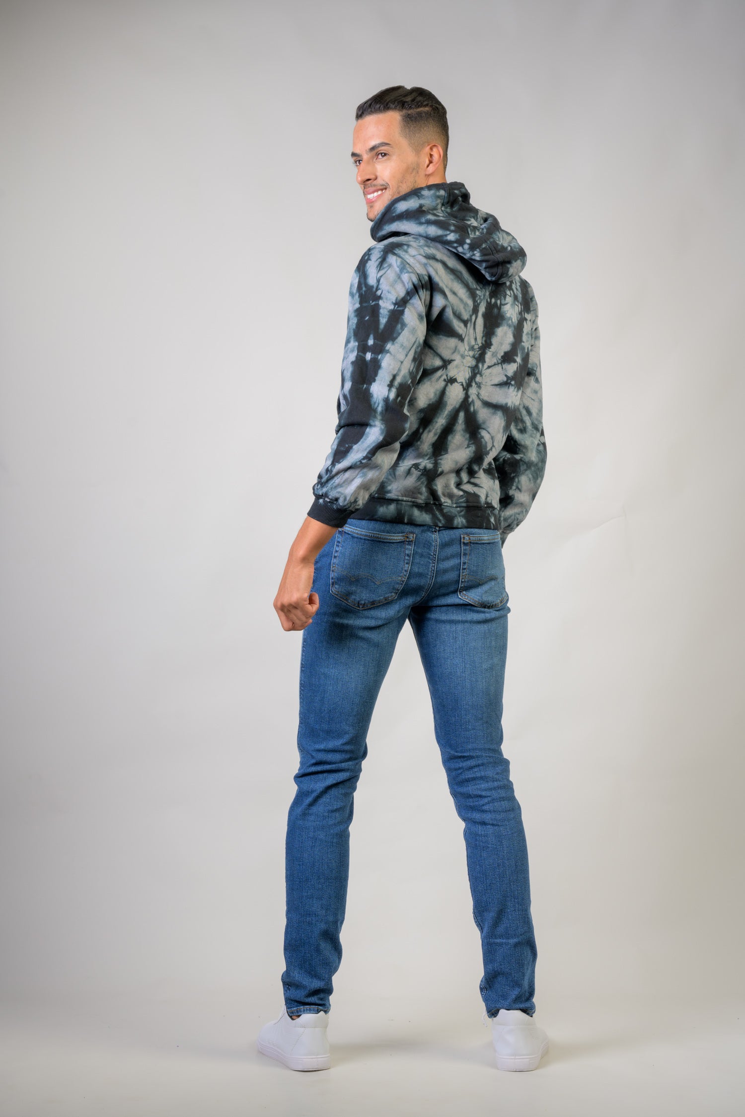 Trippy Cotton Tie-Dye Hoodie - Black