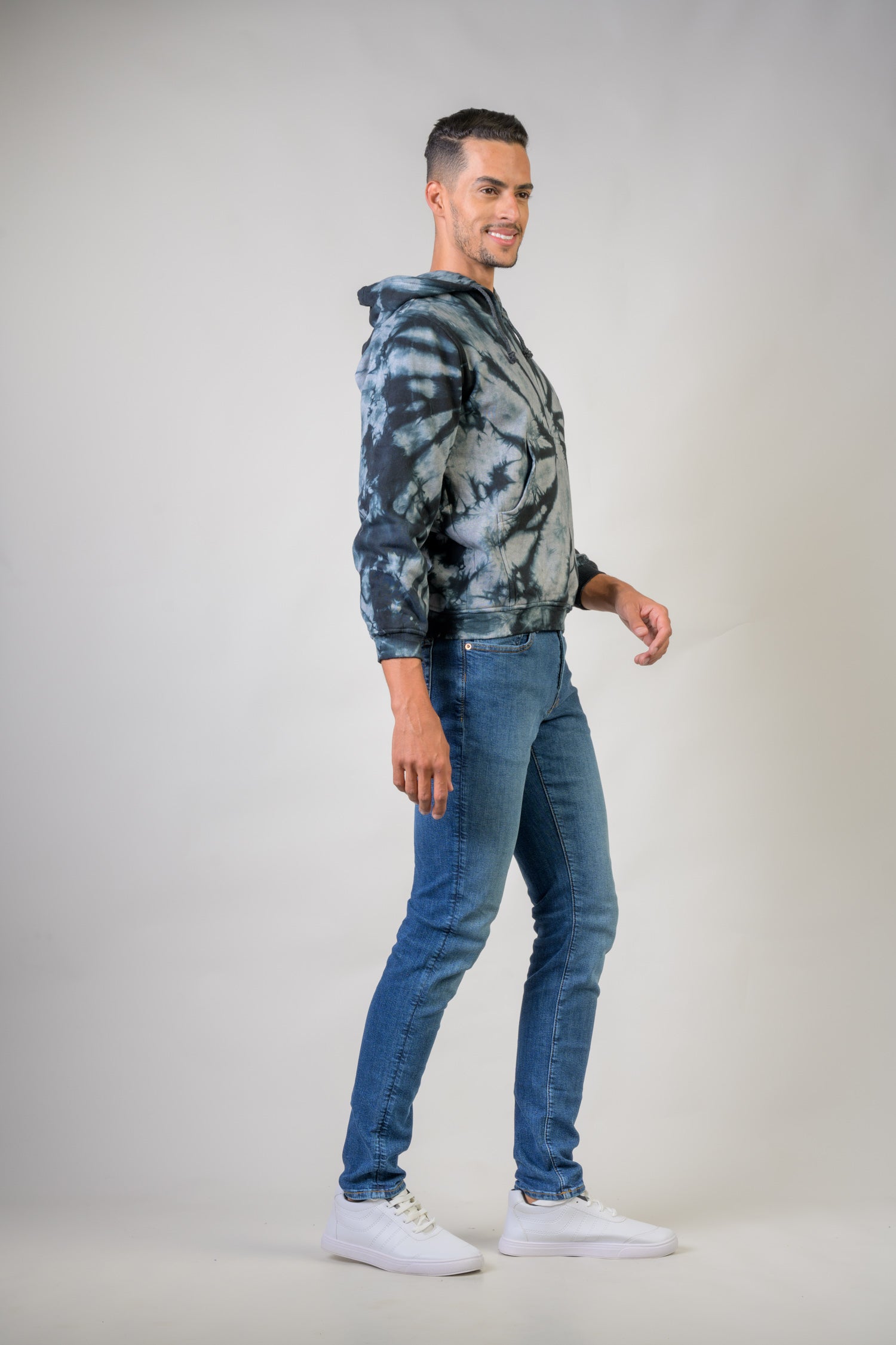 Trippy Cotton Tie-Dye Hoodie - Black