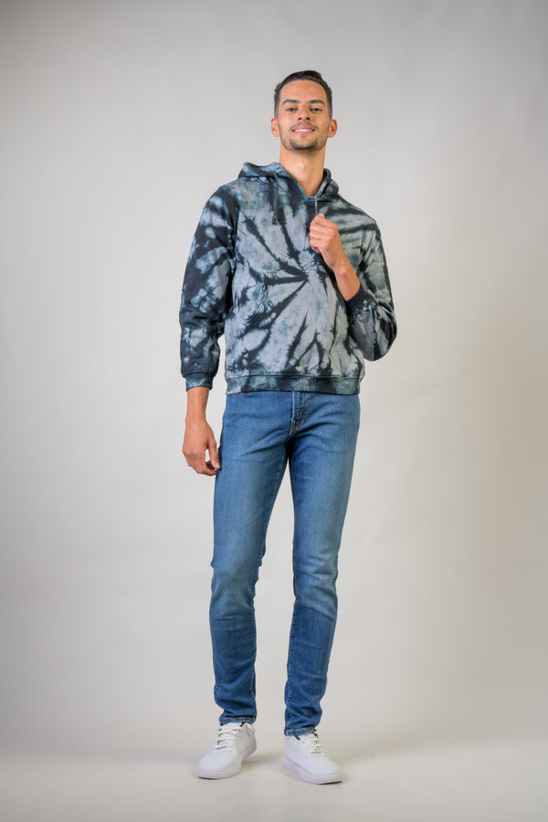 Trippy Cotton Tie-Dye Hoodie - Black