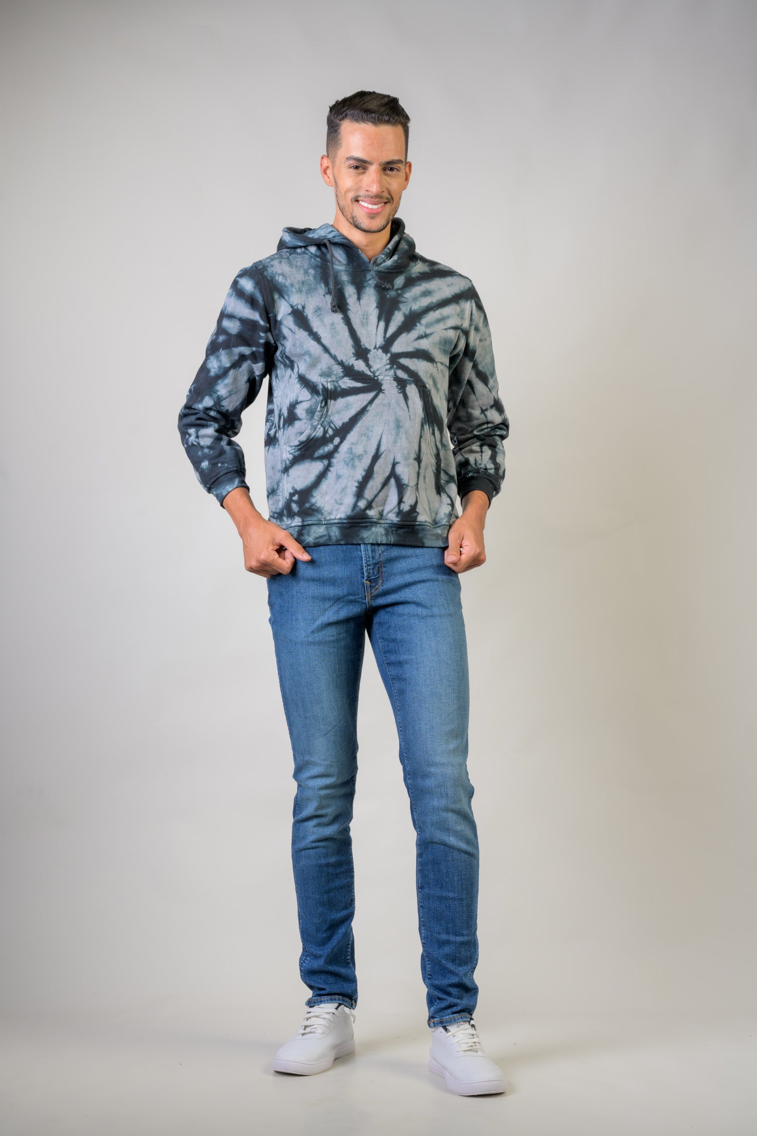 Trippy Cotton Tie-Dye Hoodie - Black