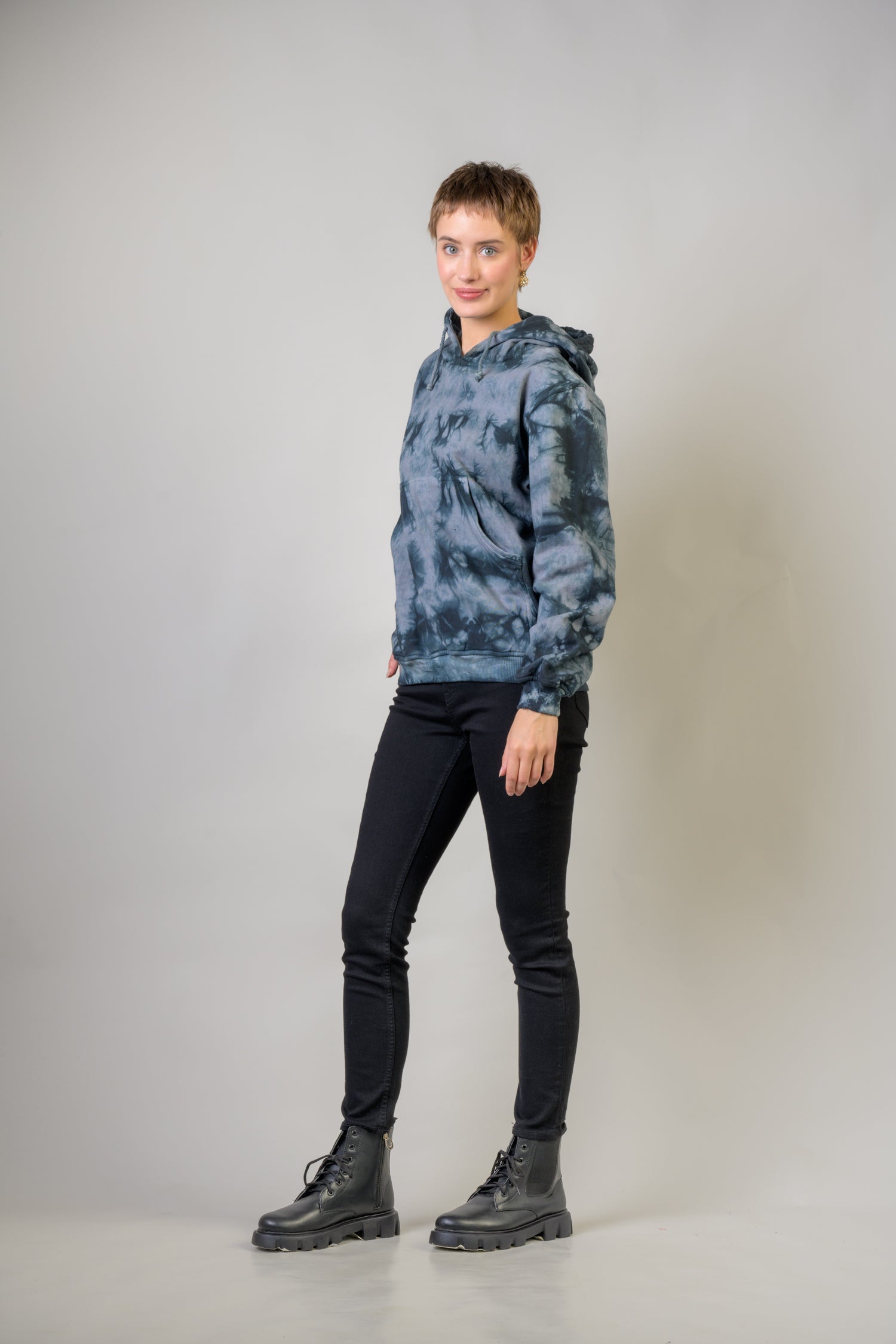 Ocean Cotton Tie-Dye Hoodie - Grey