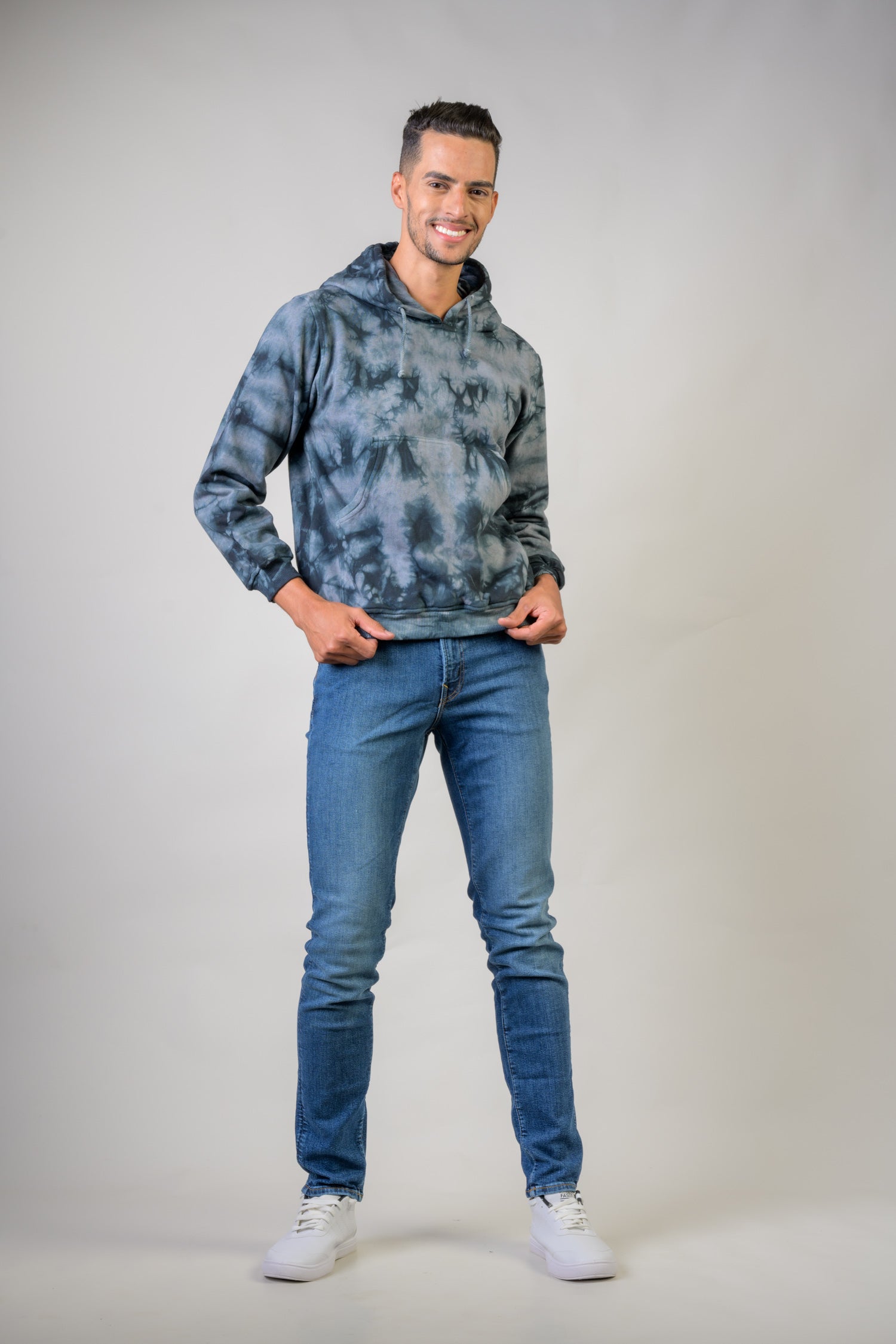 Ocean Cotton Tie-Dye Hoodie - Grey