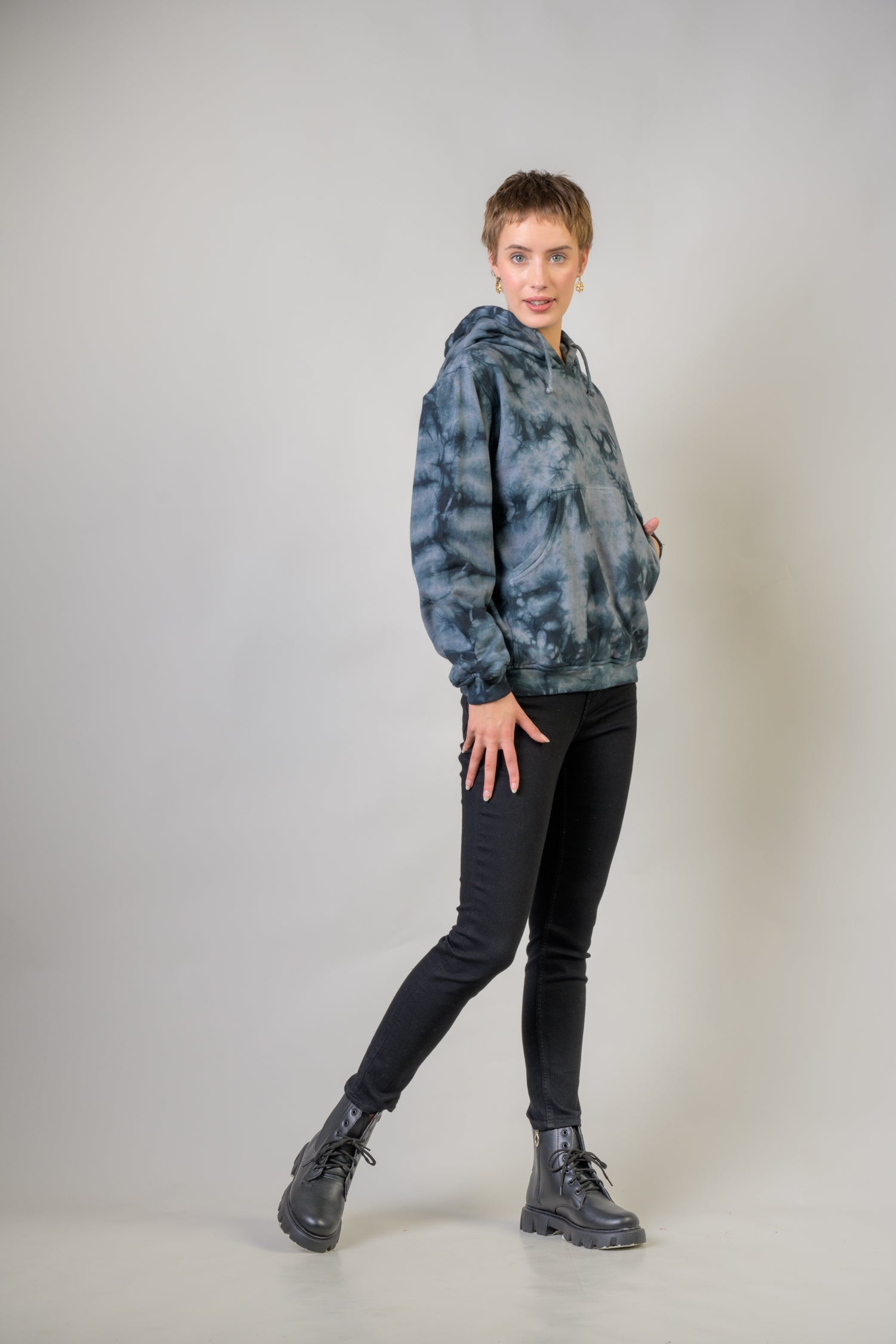 Ocean Cotton Tie-Dye Hoodie - Grey
