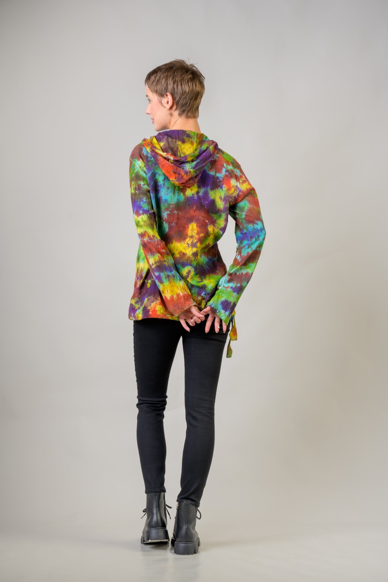 Colorful Cotton Tie-Dye Hoodie - Multicolor