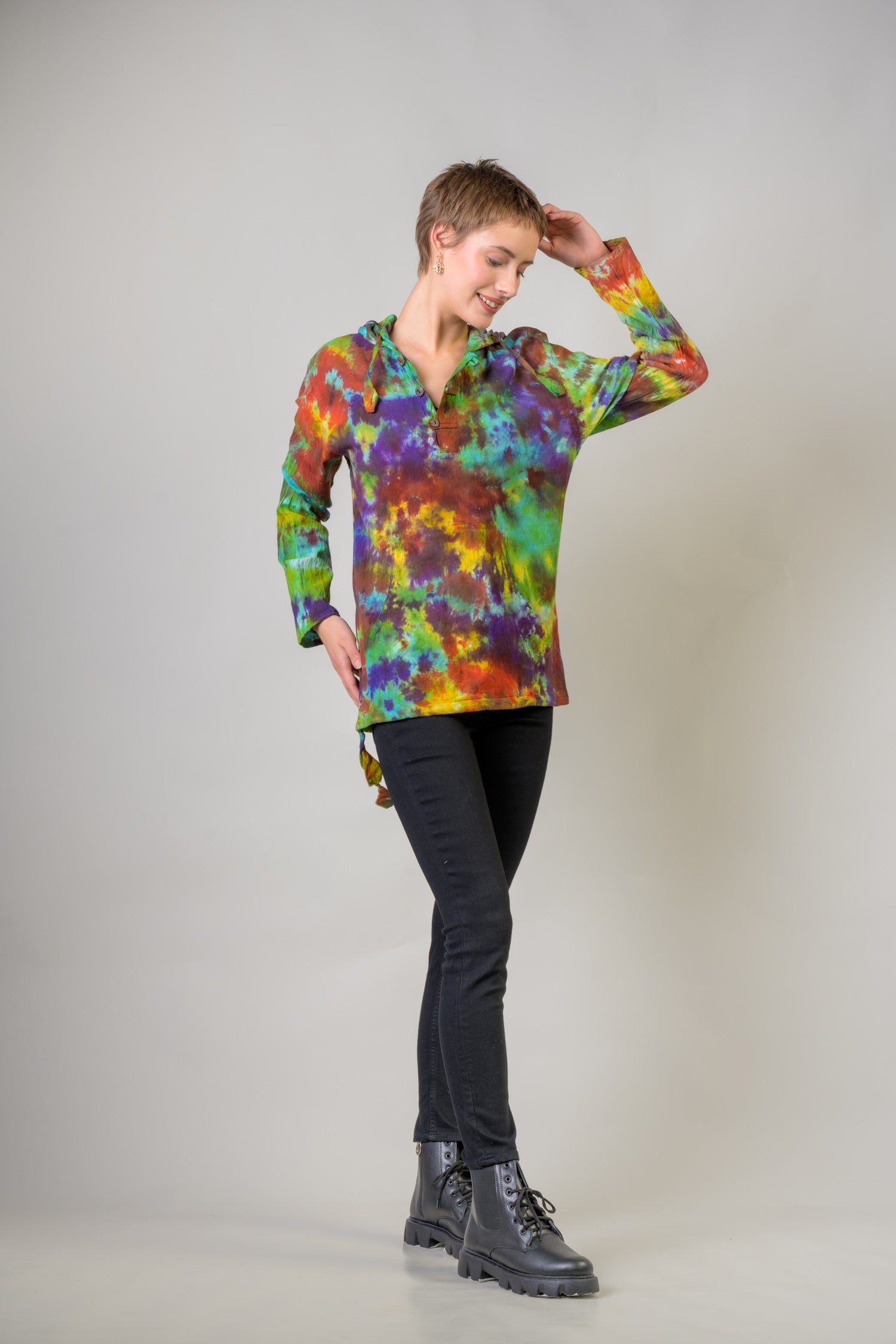 Colorful Cotton Tie-Dye Hoodie - Multicolor