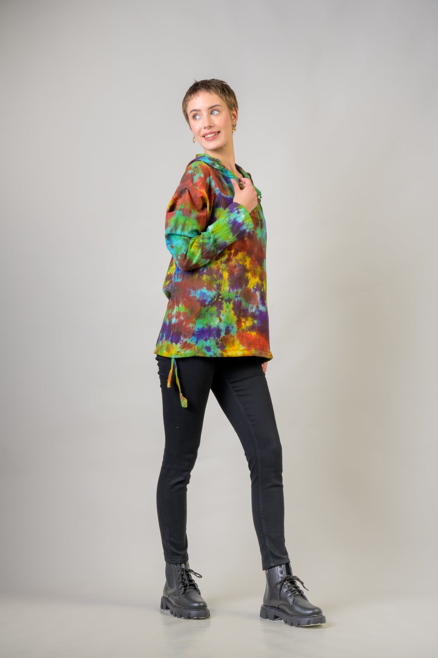 Colorful Cotton Tie-Dye Hoodie - Multicolor
