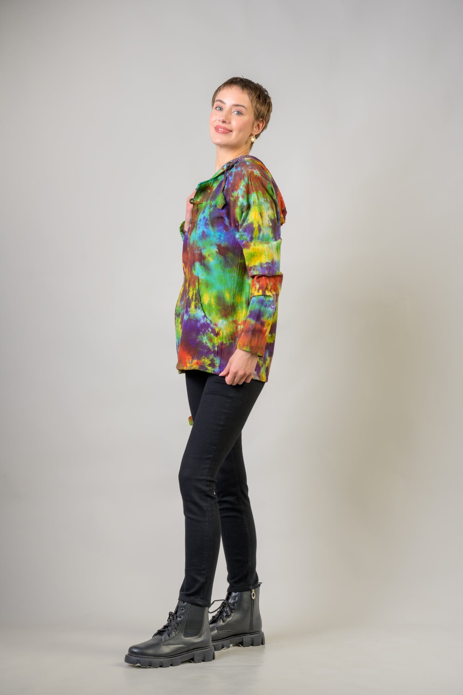 Colorful Cotton Tie-Dye Hoodie - Multicolor