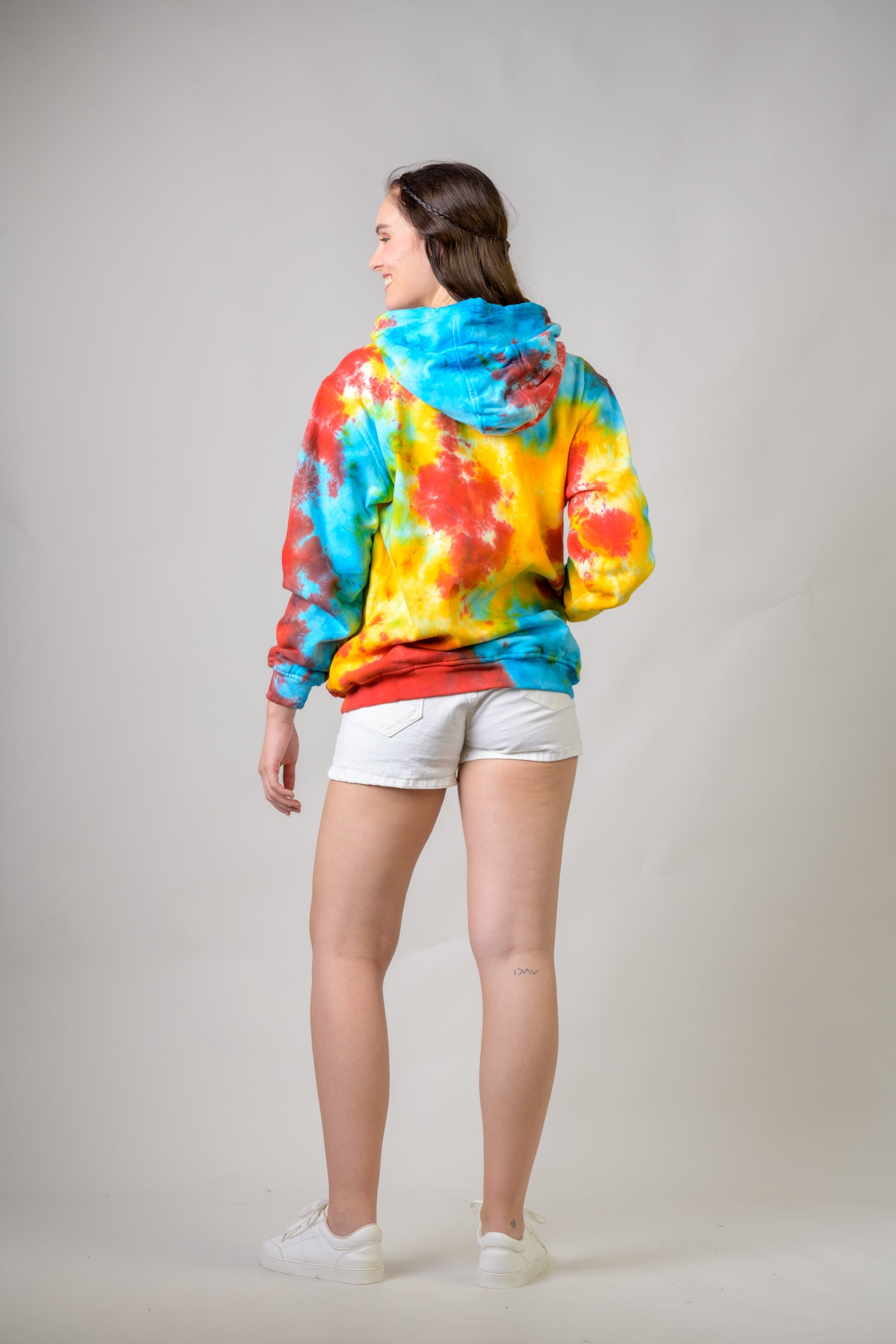 Paint Pattern Cotton Tie-Dye Hoodie - Yellow