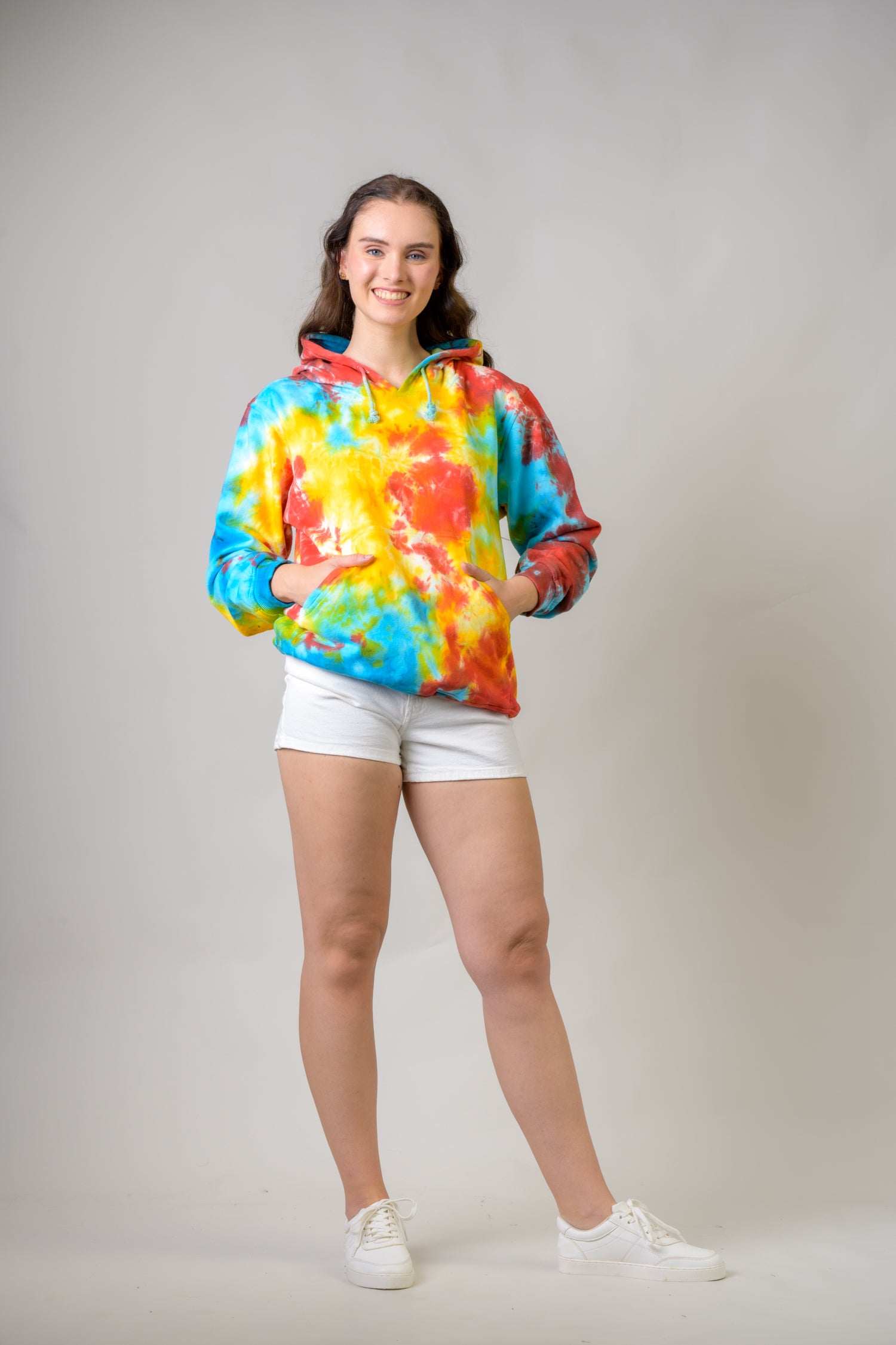 Paint Pattern Cotton Tie-Dye Hoodie - Yellow