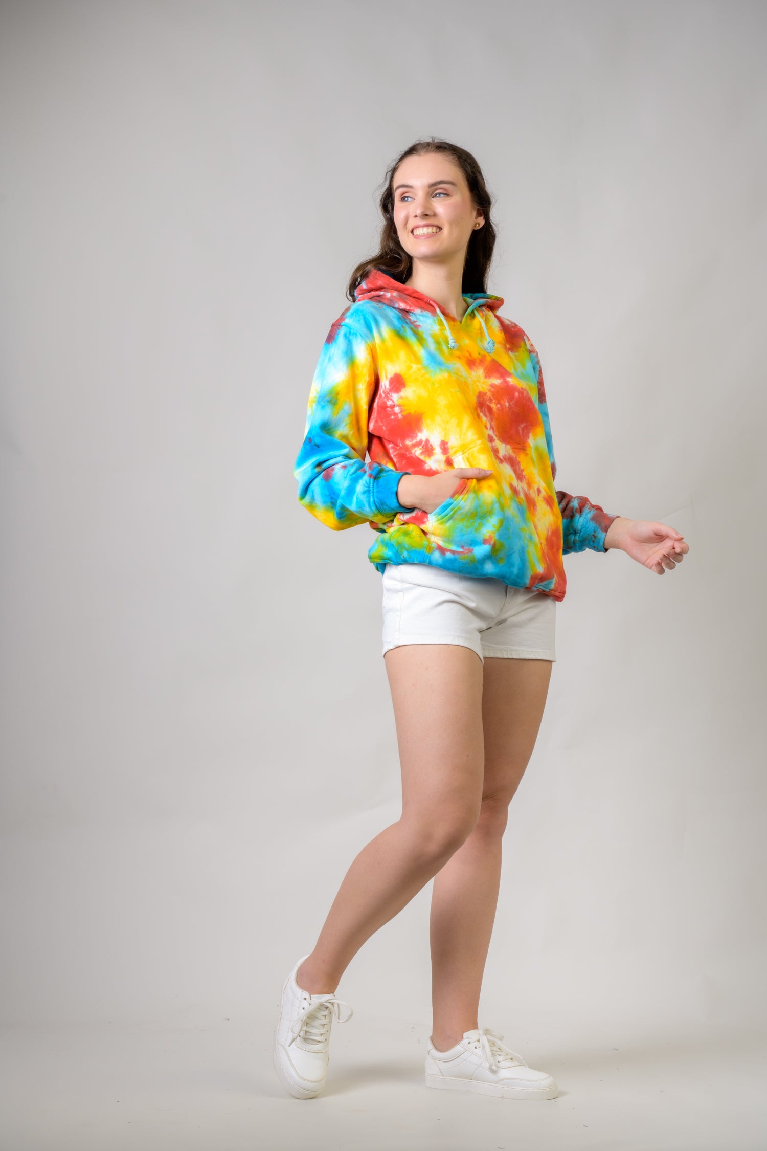 Paint Pattern Cotton Tie-Dye Hoodie - Yellow