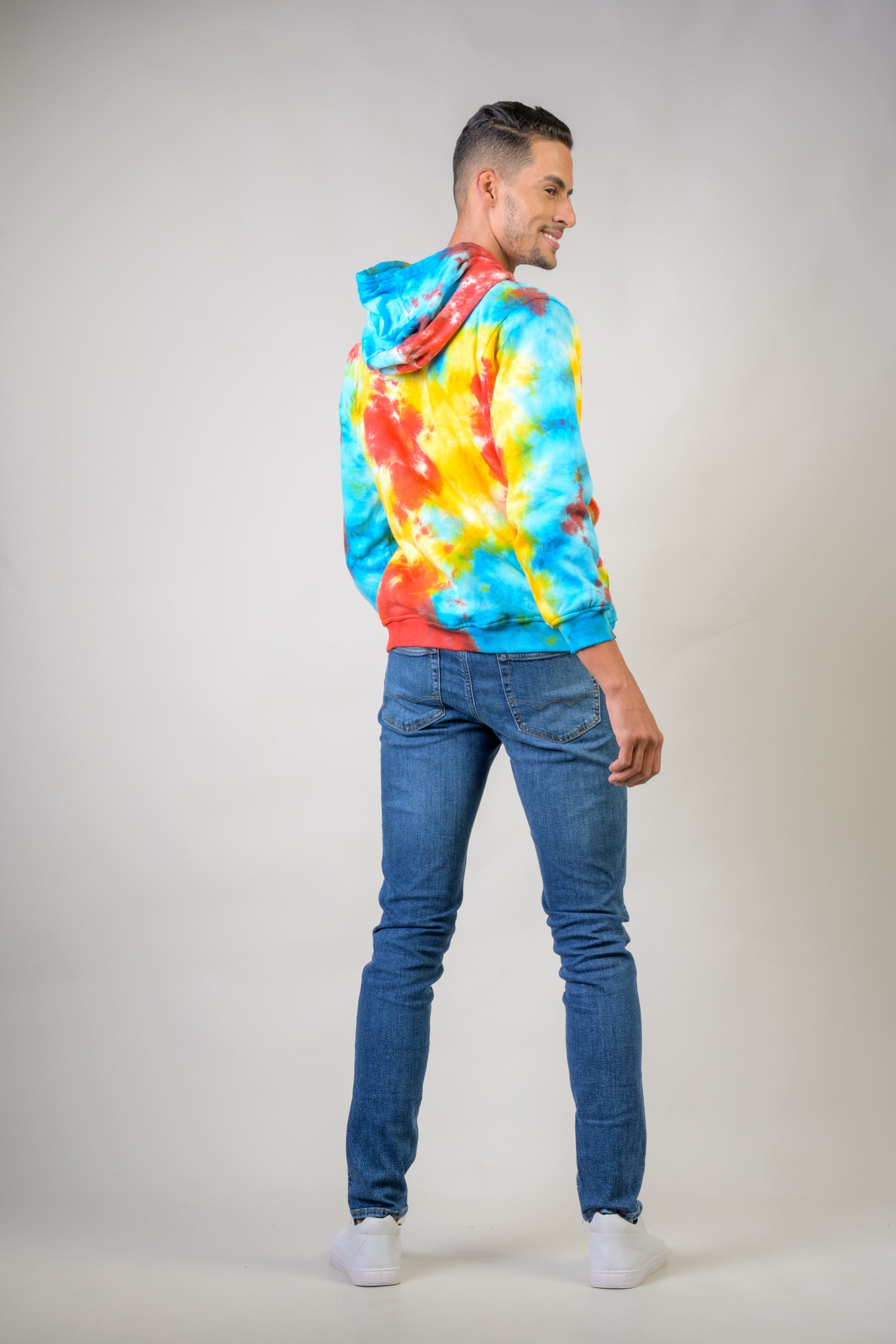 Paint Pattern Cotton Tie-Dye Hoodie - Yellow