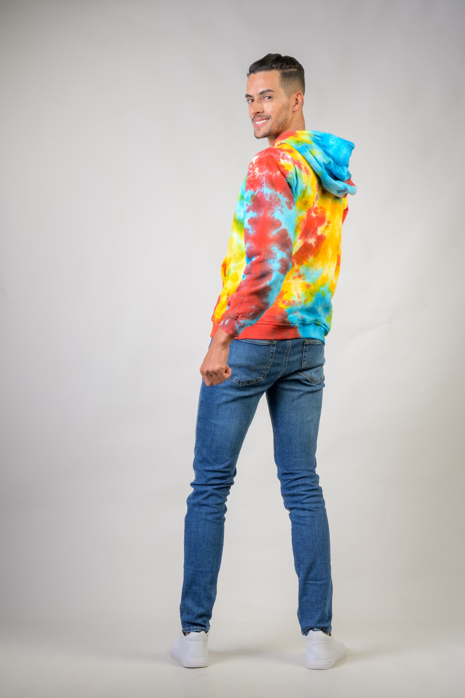 Paint Pattern Cotton Tie-Dye Hoodie - Yellow
