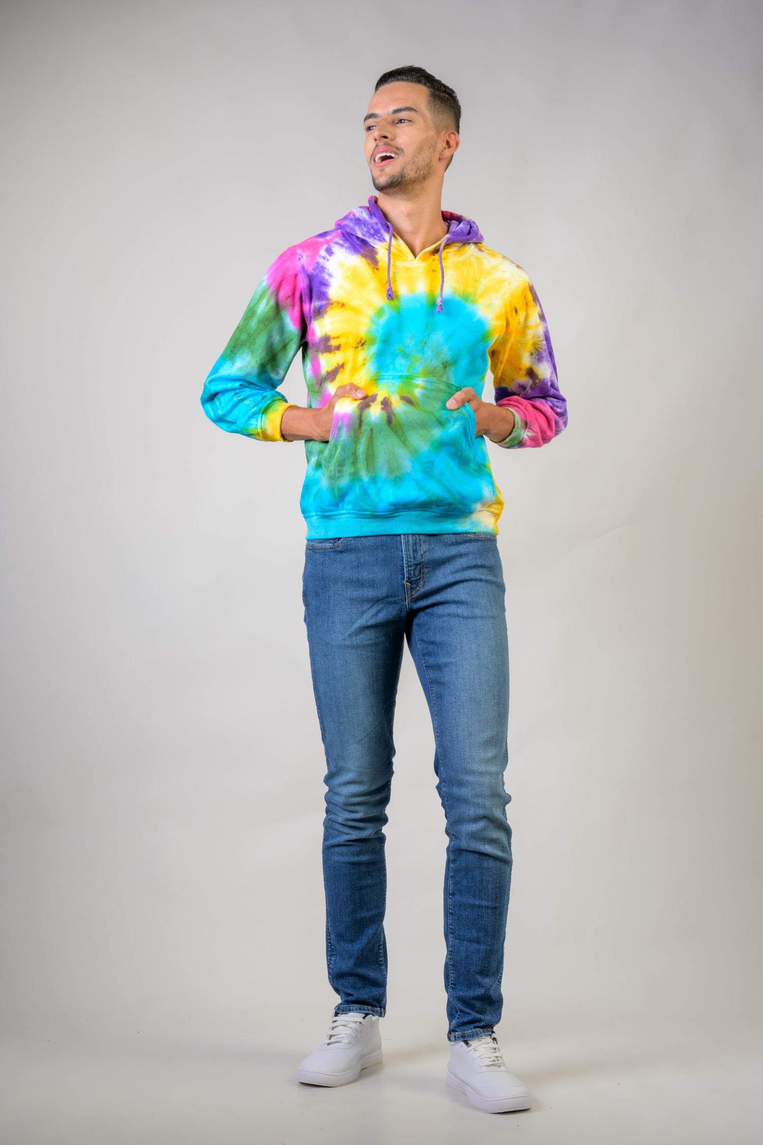Hippy Cotton Tie-Dye Hoodie - Turquoise