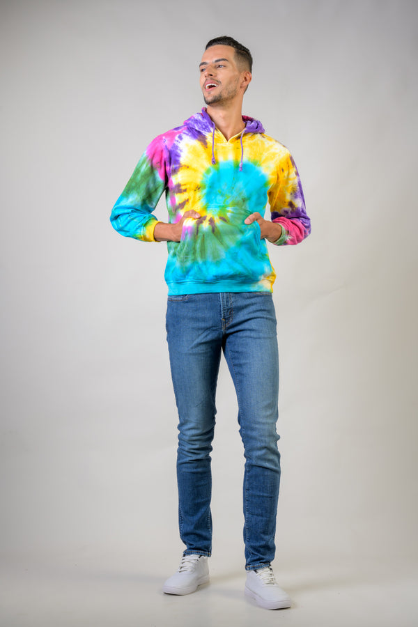 Hippy Cotton Tie-Dye Hoodie - Turquoise