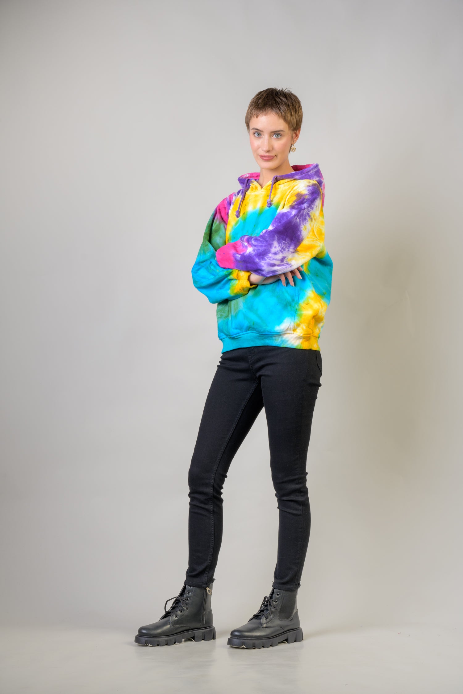 Hippy Cotton Tie-Dye Hoodie - Turquoise