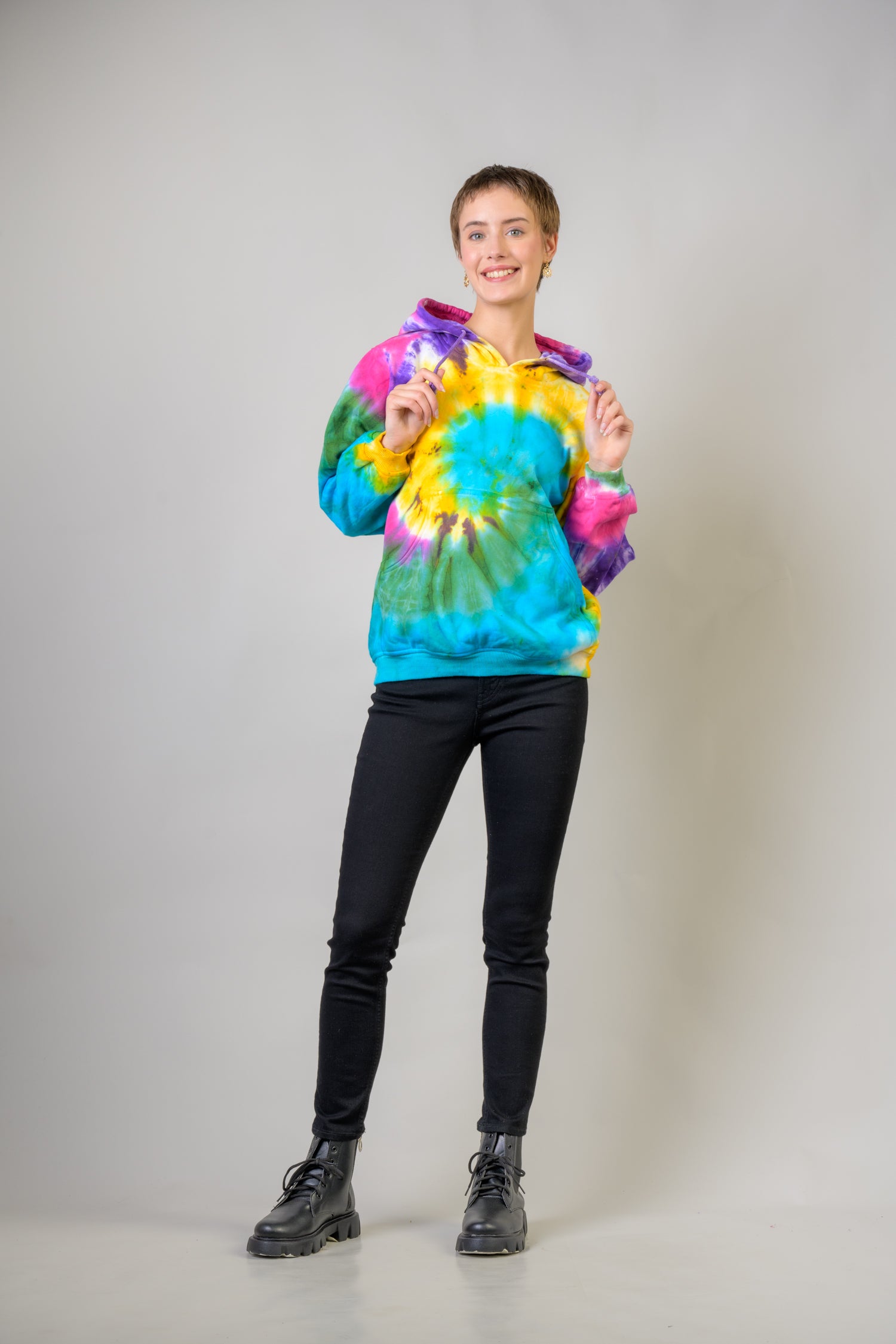 Hippy Cotton Tie-Dye Hoodie - Turquoise