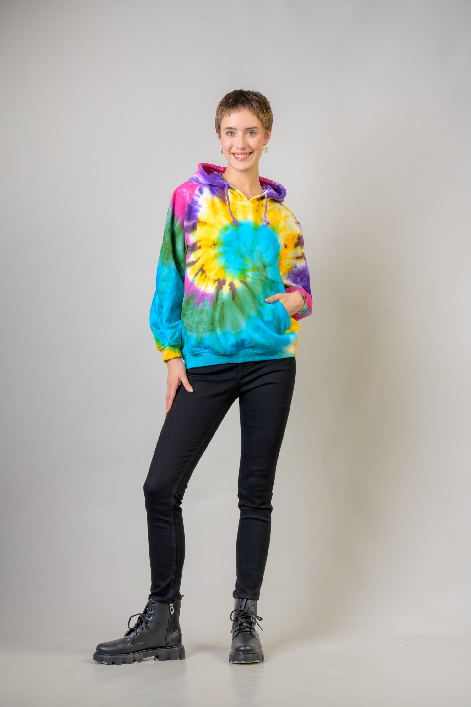 Hippy Cotton Tie-Dye Hoodie - Turquoise