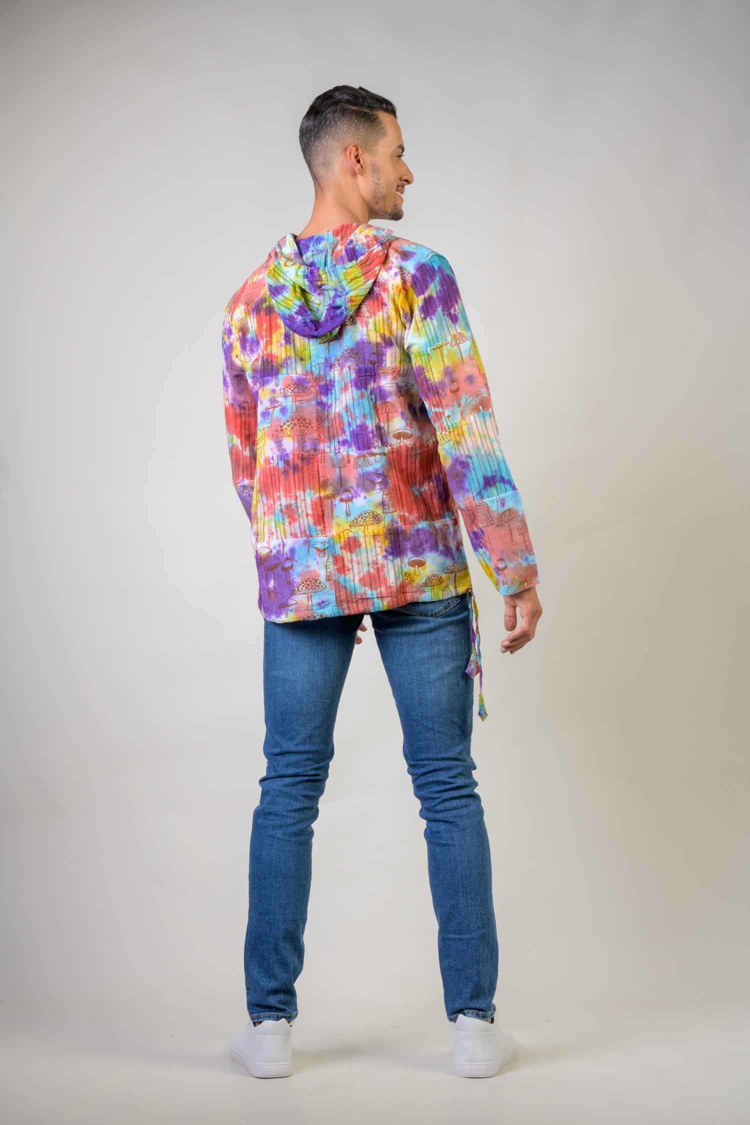 Tai-Dai Mushroom Patch Hoodie - Multicolor