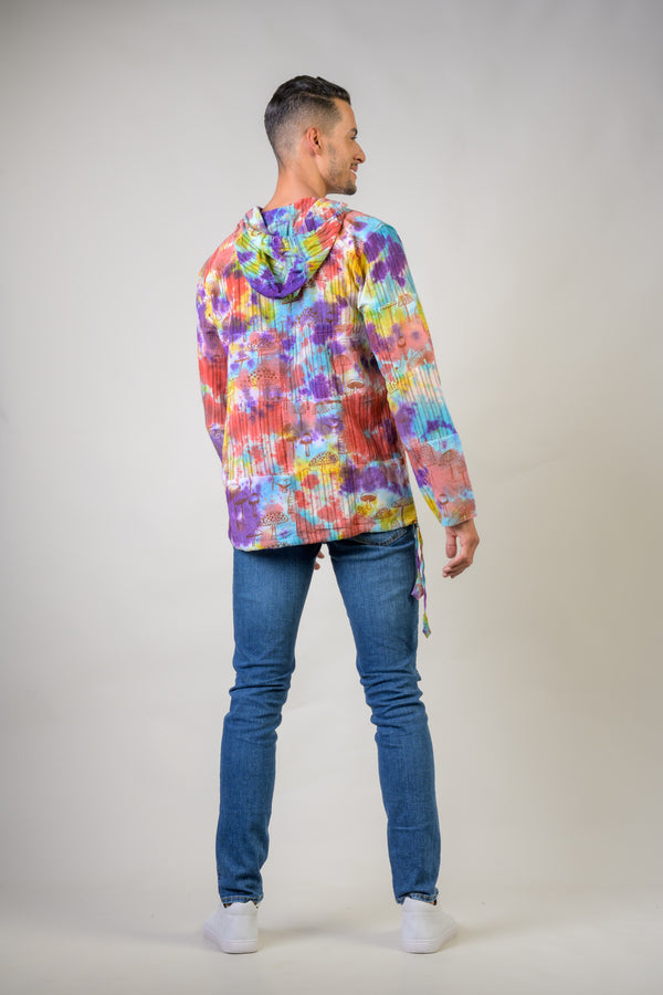 Tai-Dai Mushroom Patch Hoodie - Multicolor
