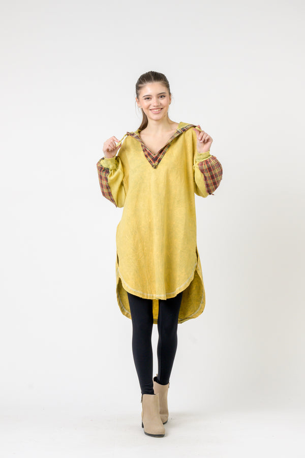 Edged Cotton Hoodie - Yellow