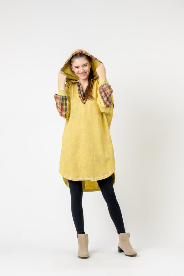 Edged Cotton Hoodie - Yellow