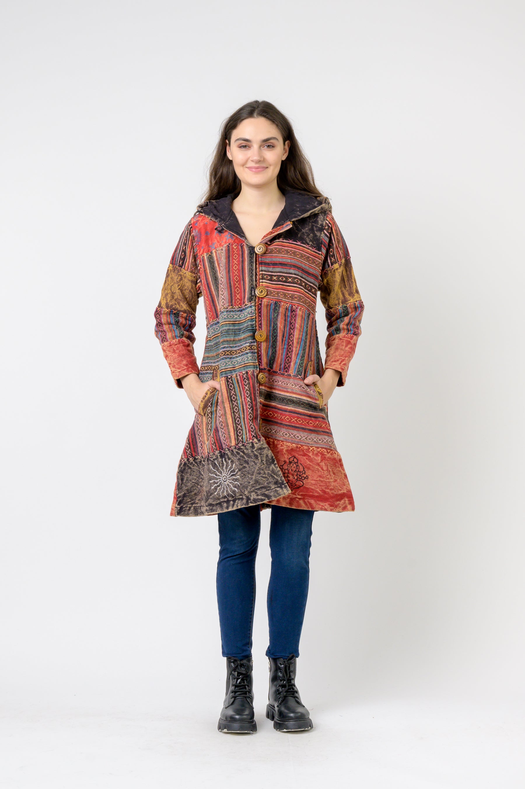 Rhea Cotton Button Long Jacket