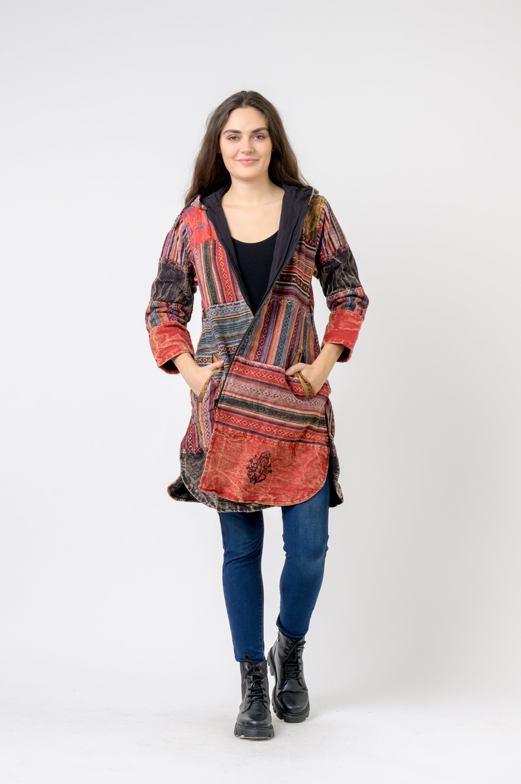 Cotton Zipper Long Jacket