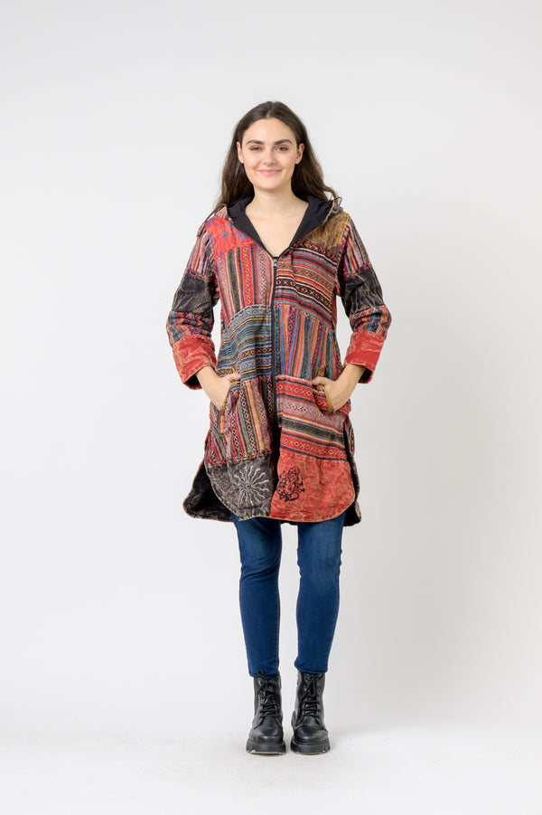 Cotton Zipper Long Jacket