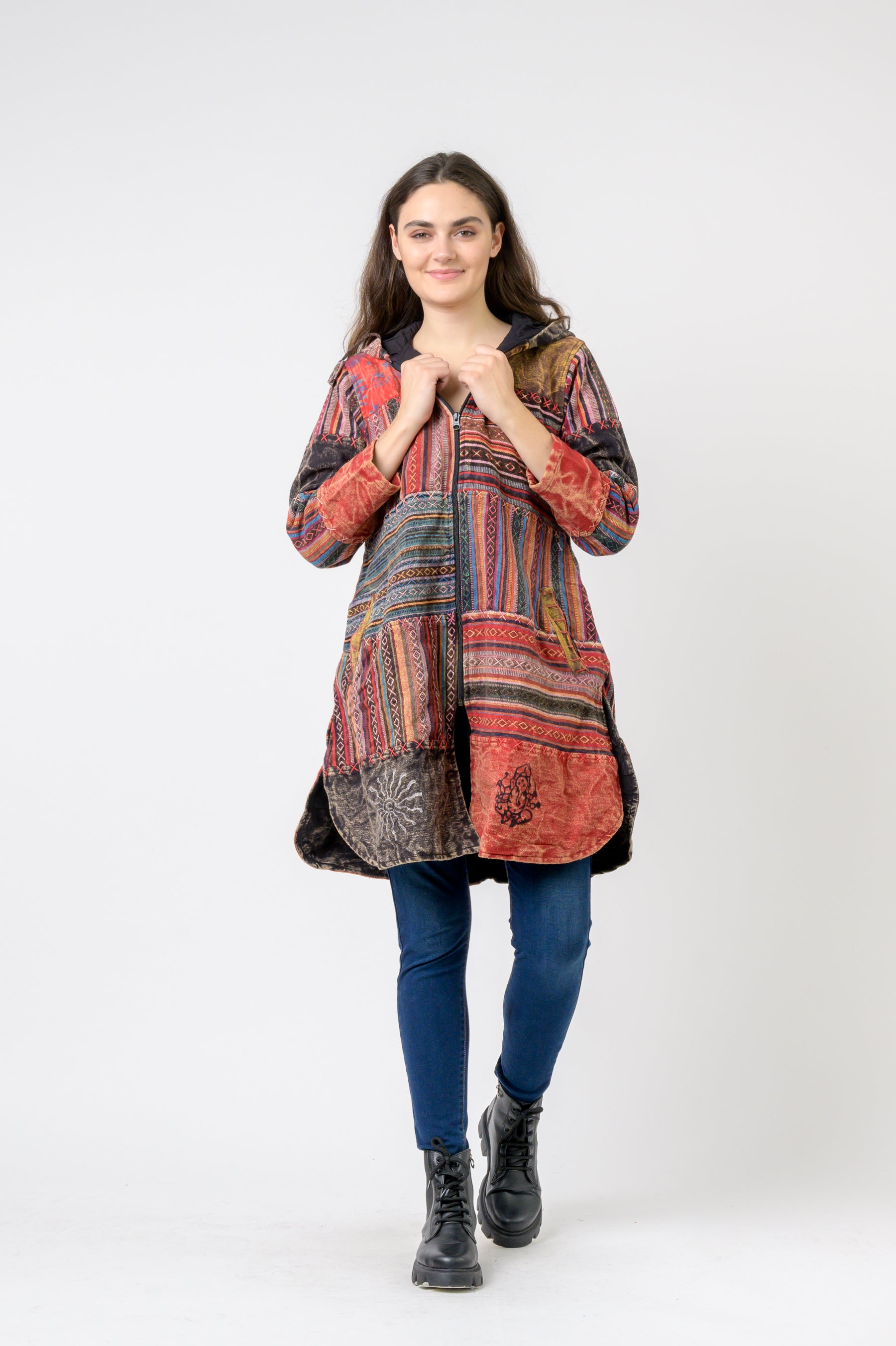 Cotton Zipper Long Jacket