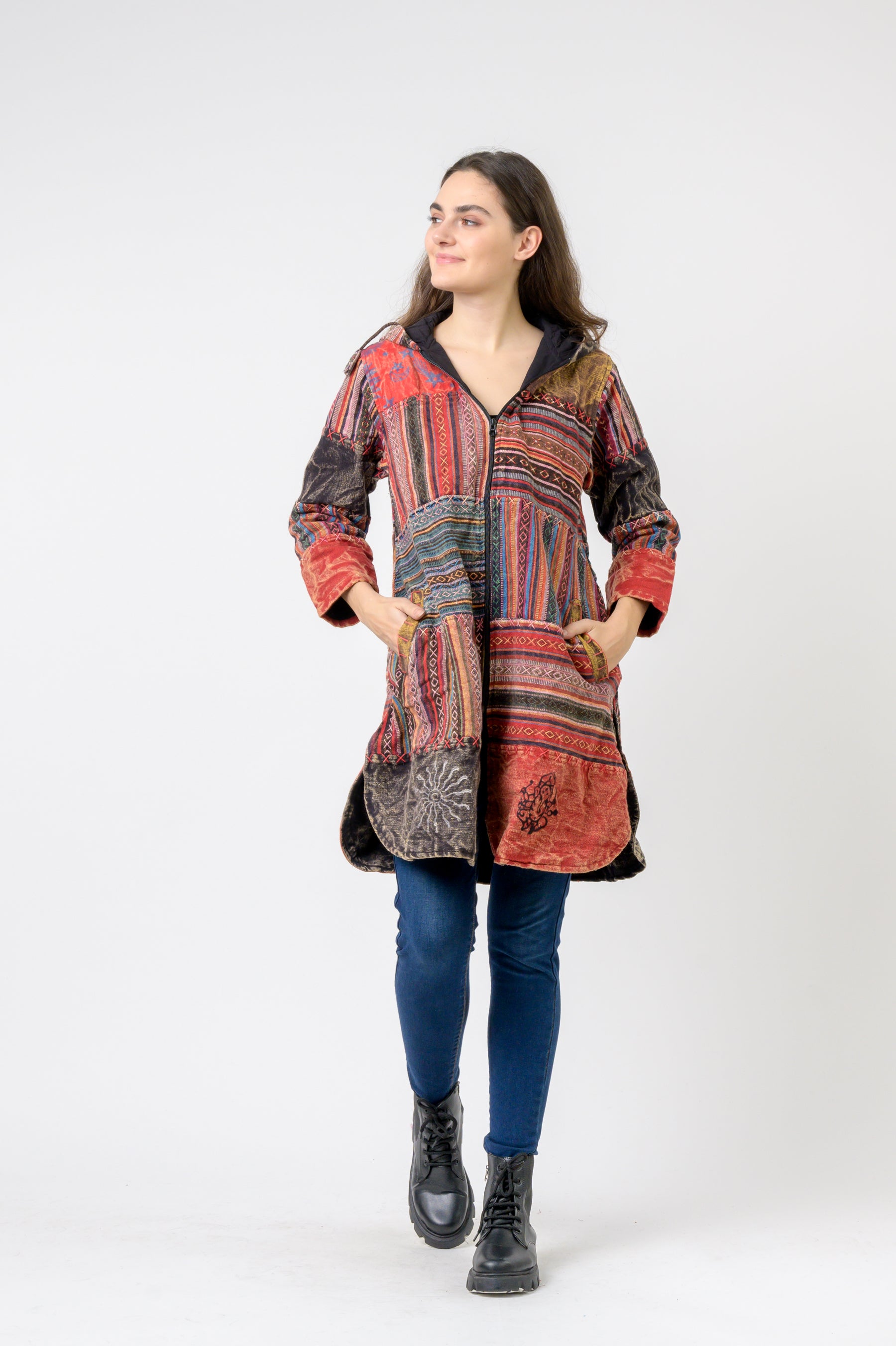 Cotton Zipper Long Jacket