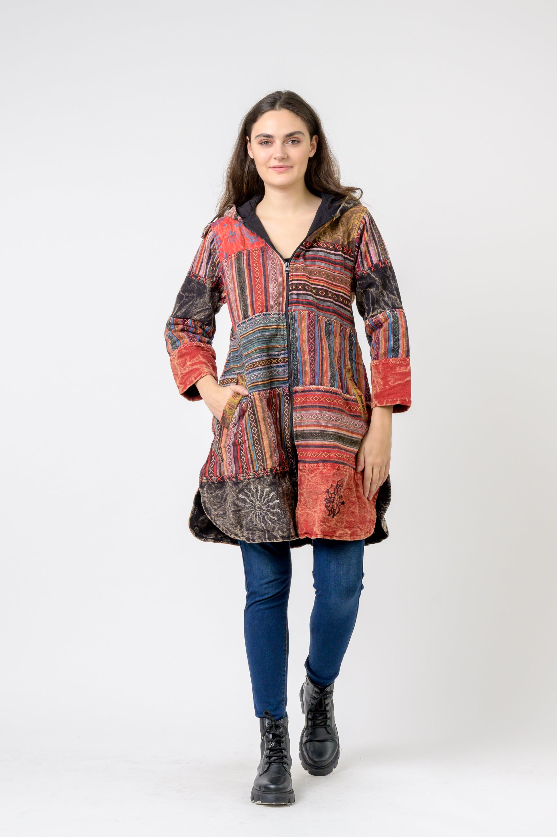 Cotton Zipper Long Jacket