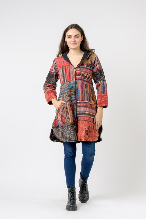 Cotton Zipper Long Jacket