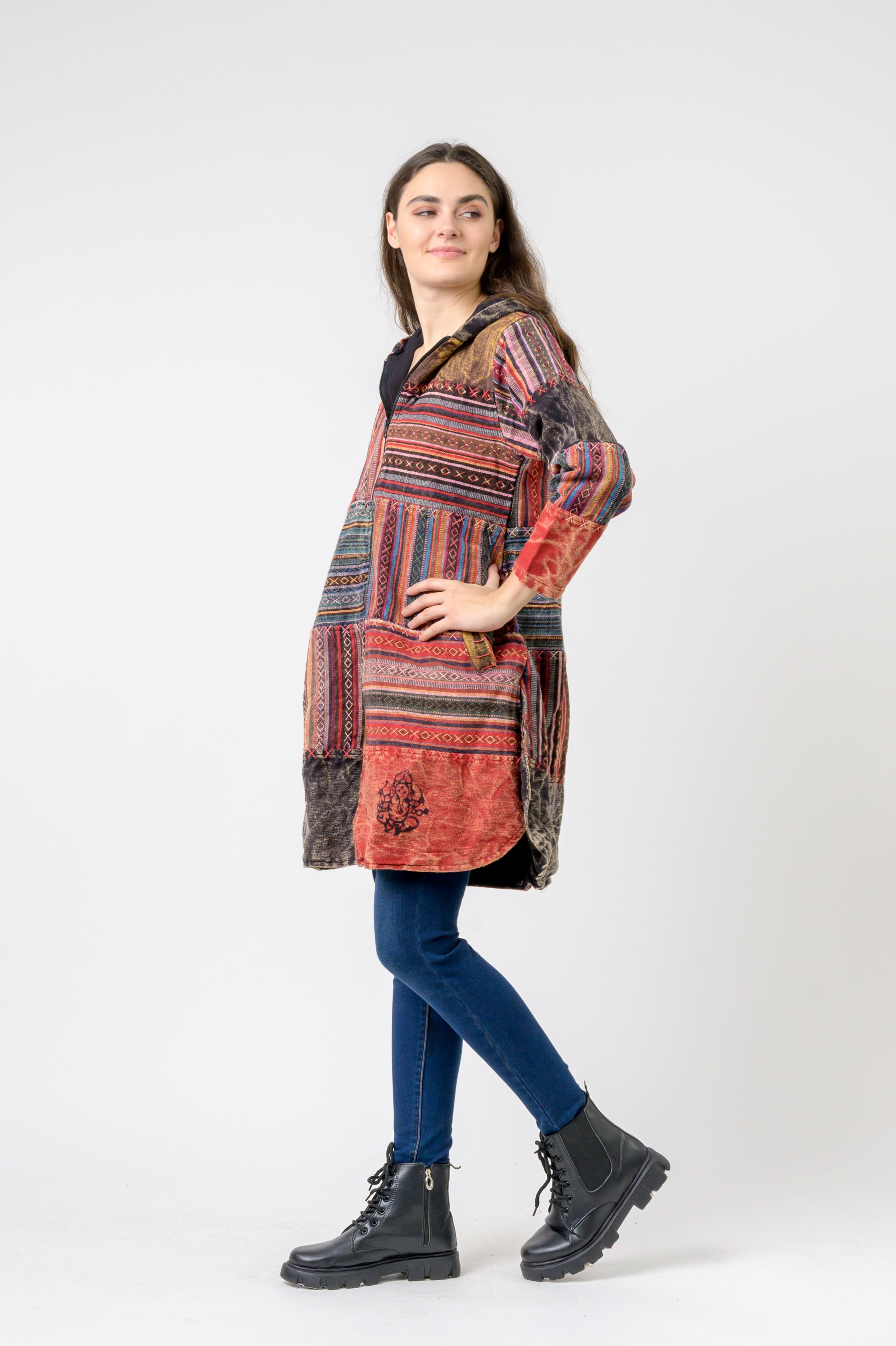 Cotton Zipper Long Jacket