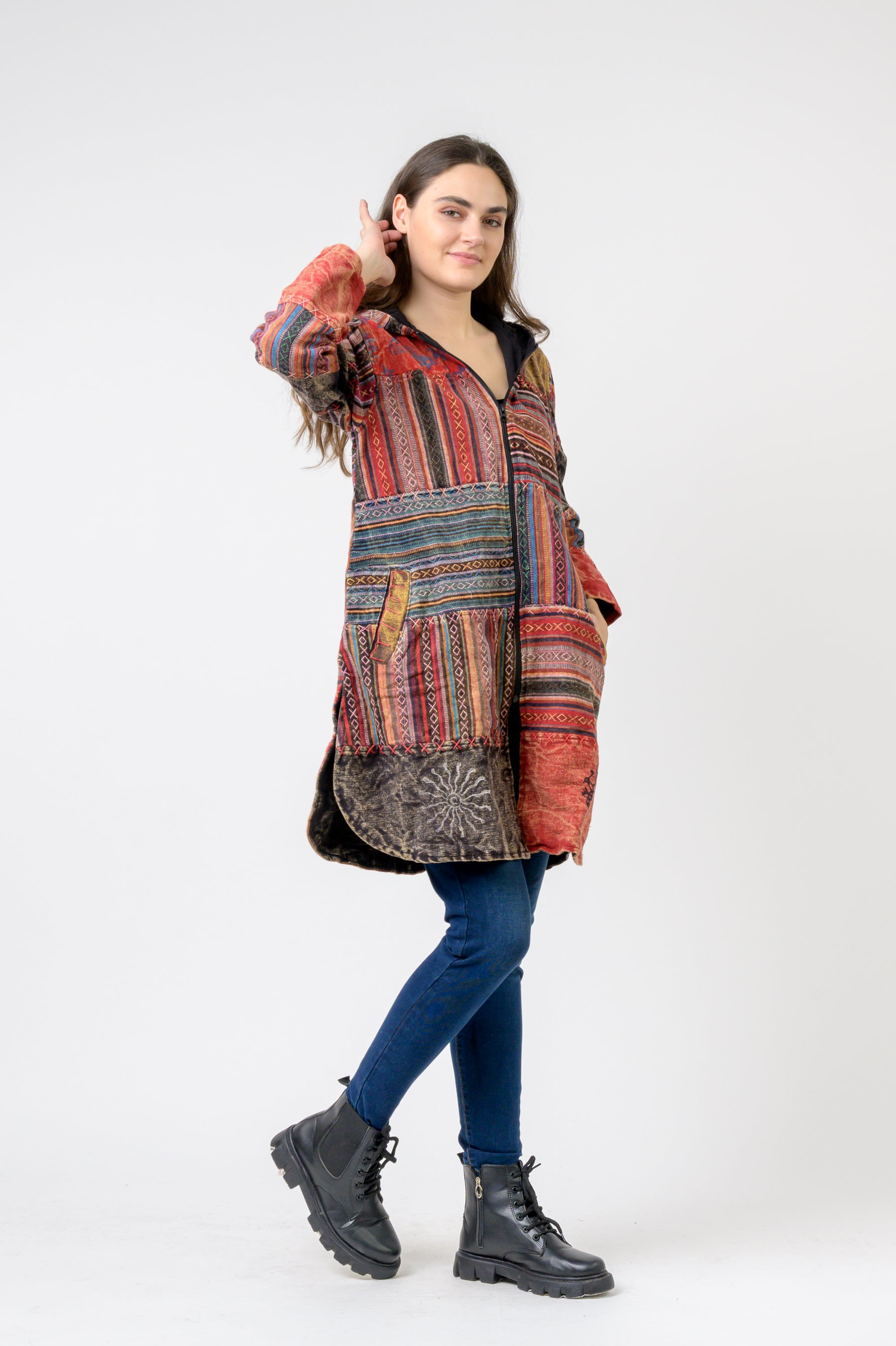 Cotton Zipper Long Jacket