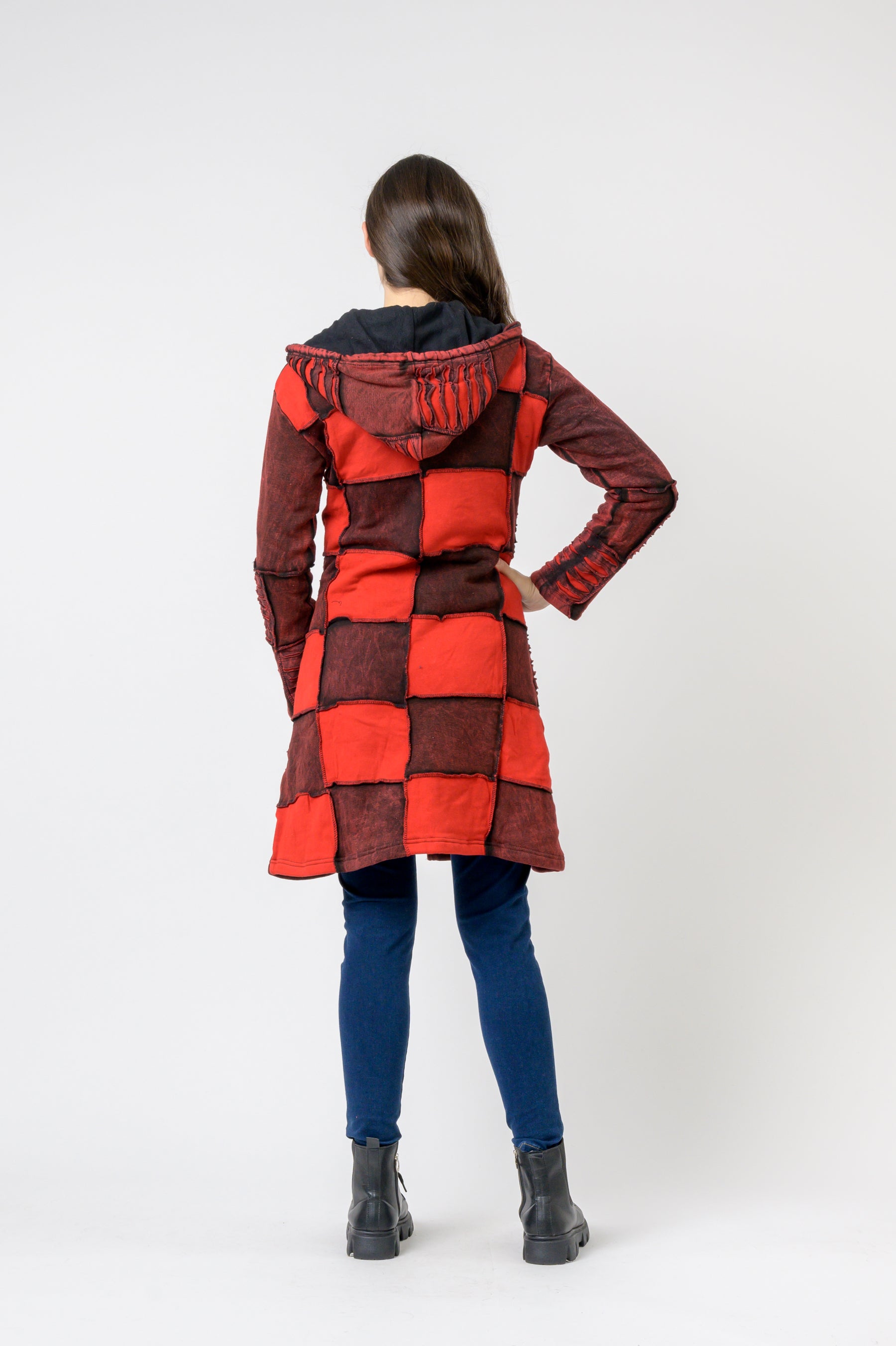 Cotton Long Flower Jacket - Firebrick