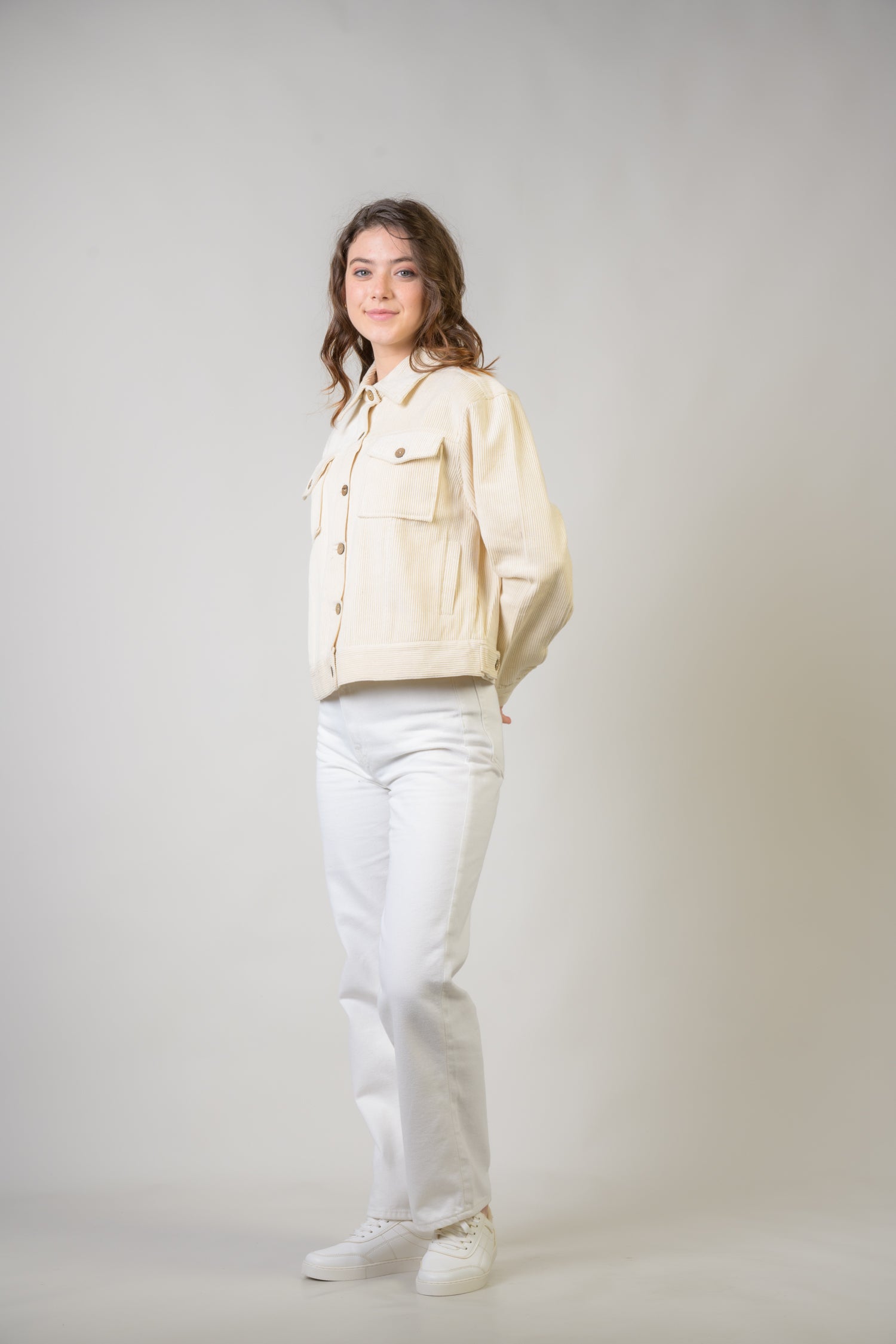 Pattern Zippered Jacket Beige / 6 pcs - 3S/M-3L/XL