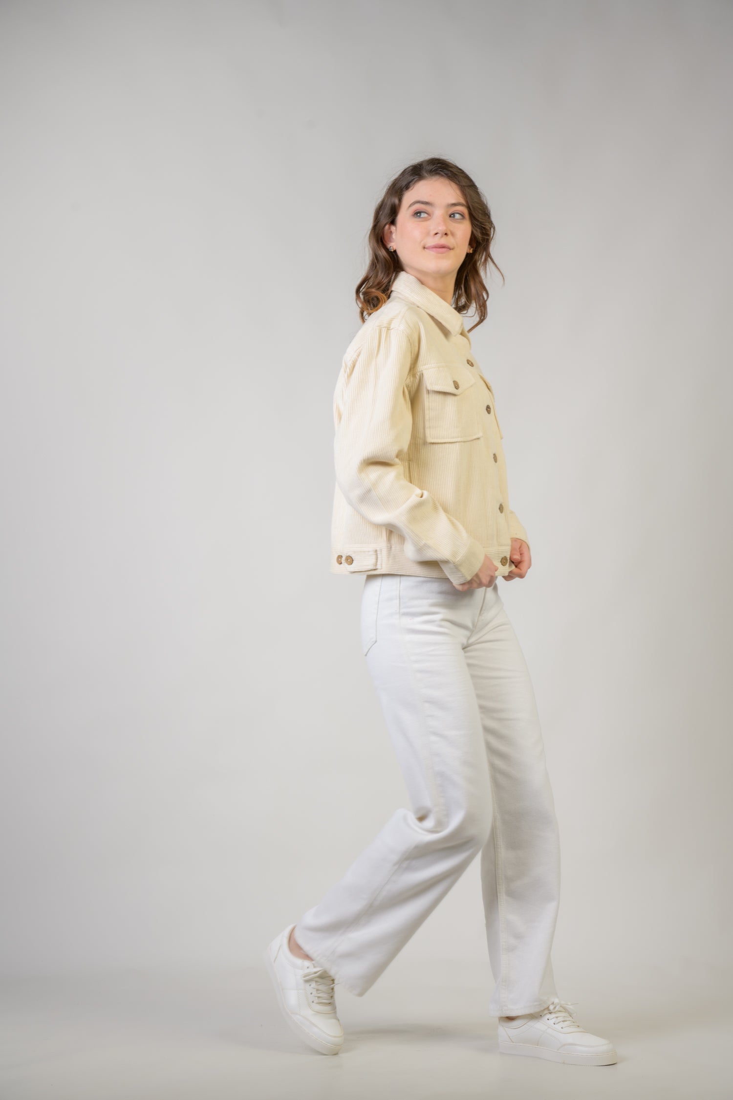 Pattern Zippered Jacket Beige / 6 pcs - 3S/M-3L/XL