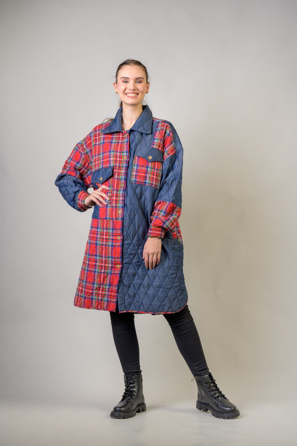Joy Oversized Quilted Jacket - Red