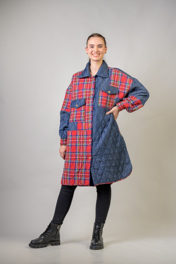 Joy Oversized Quilted Jacket - Red