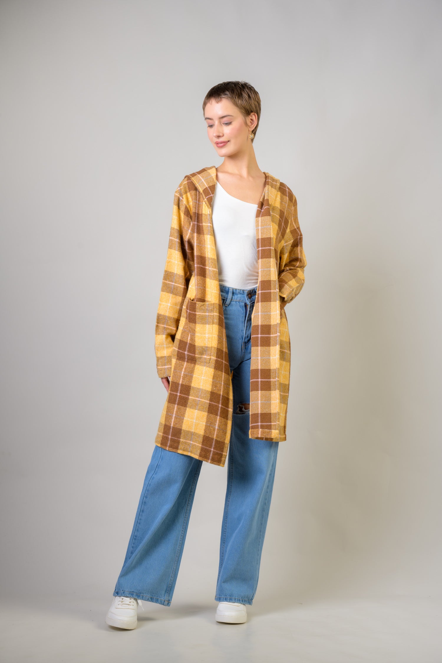 Rhea Heather Hoodie Shrug Coat Mustard / S/M