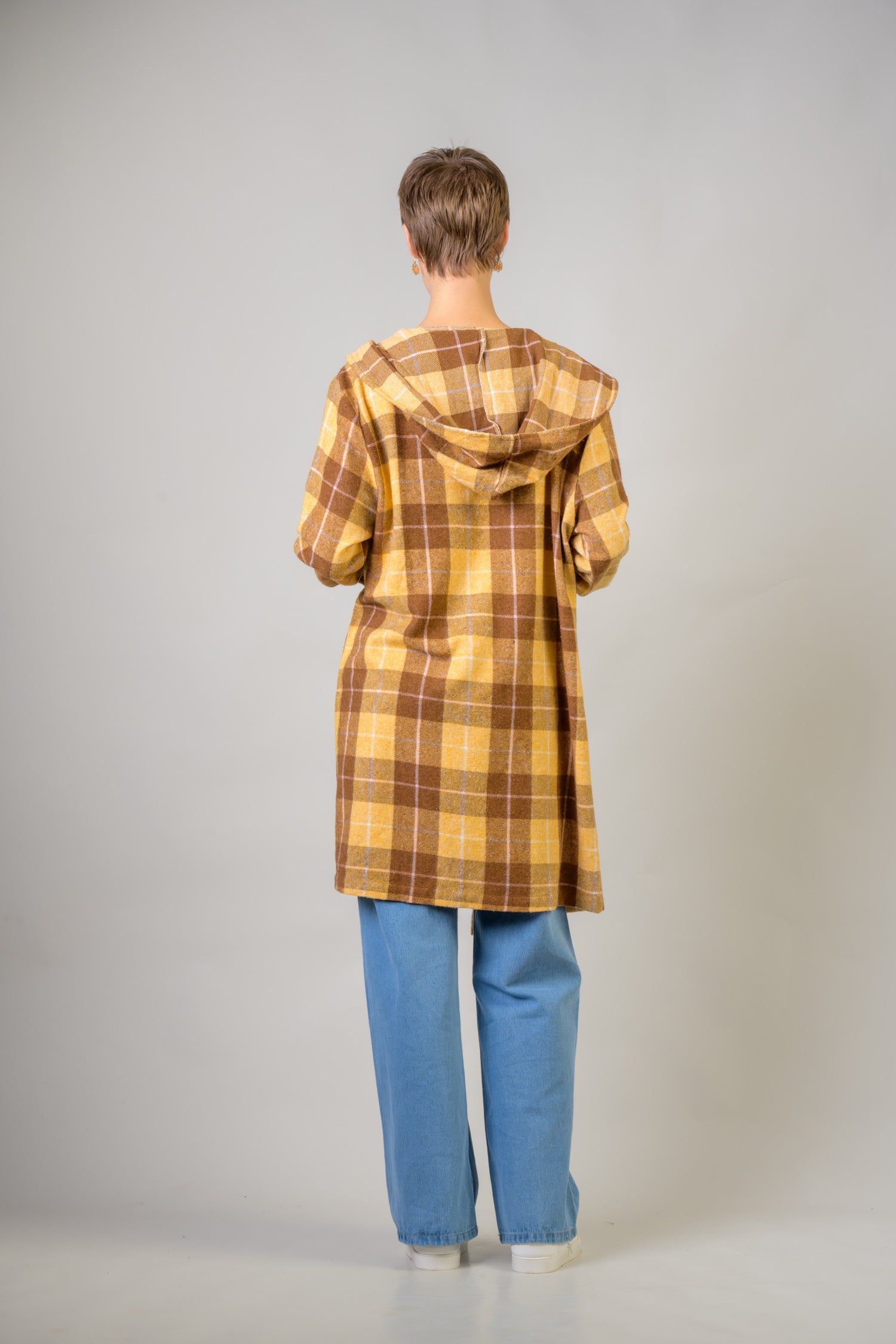 Heather Hoodie Shrug Coat - Mustard