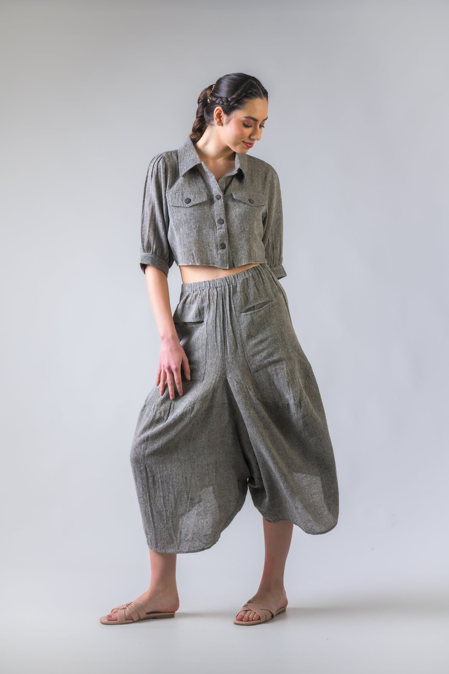 Button-Down Short Jacket - Grey