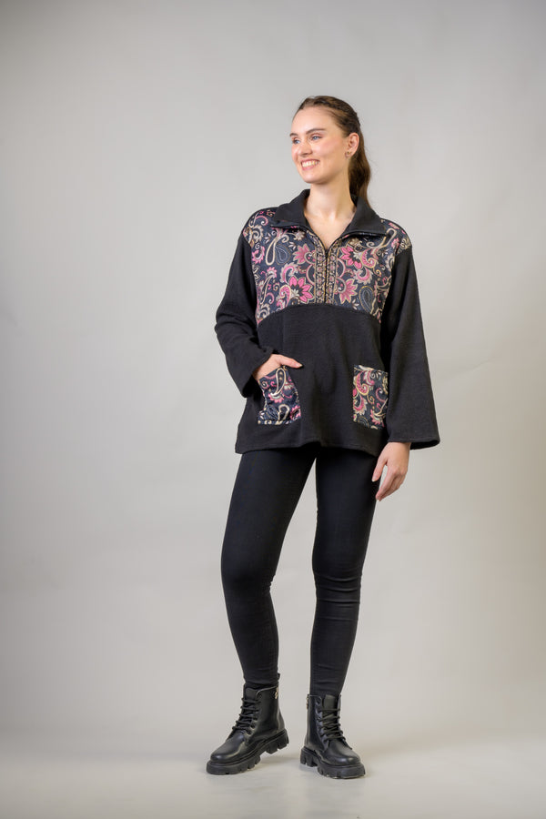 Floral Light Jacket - Black