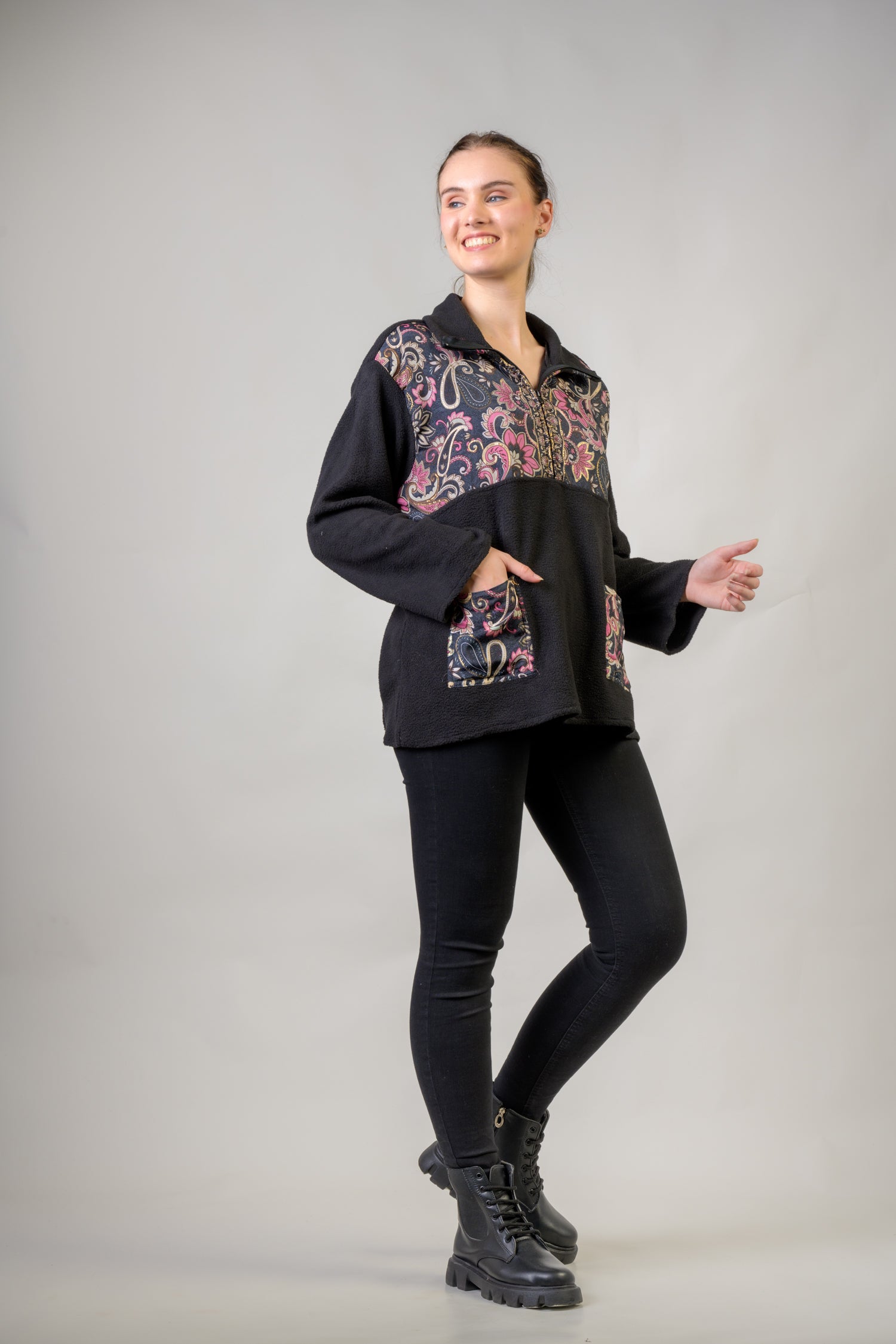 Floral Light Jacket - Black