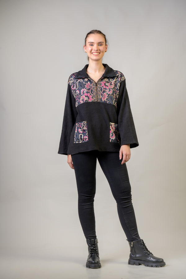Floral Light Jacket - Black