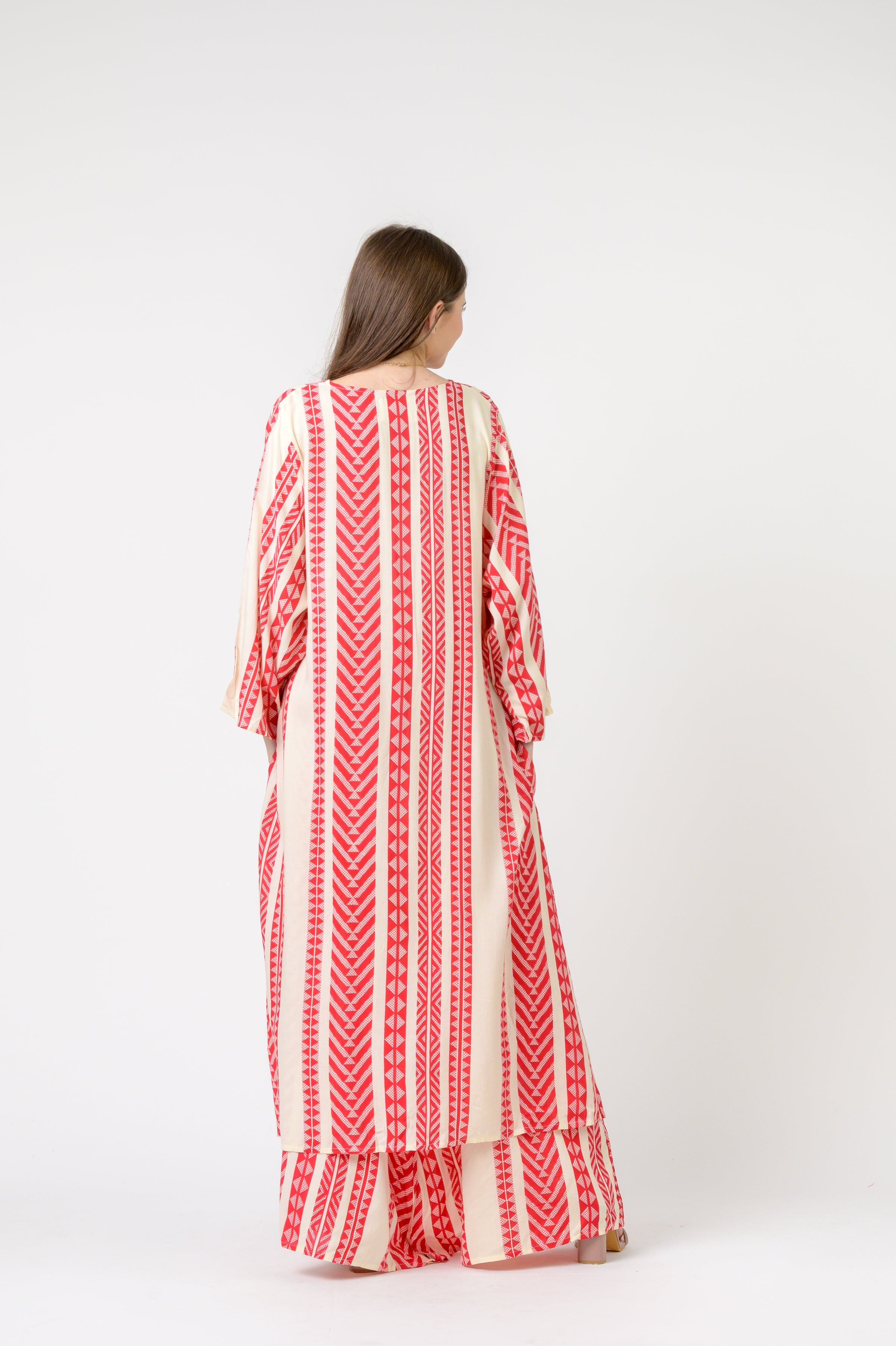 Print Long Jacket - Red